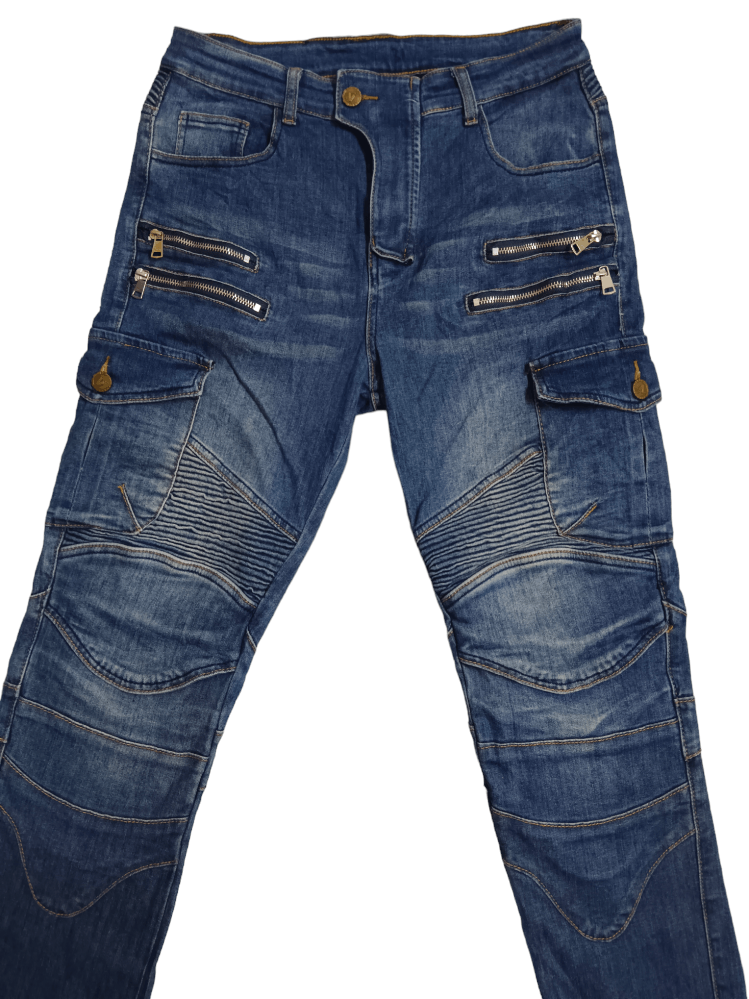 Japanese Brand VOLERO Balmain Inspired Multi Pocket Biker Denim Size US 30 / EU 46 - 2 Thumbnail