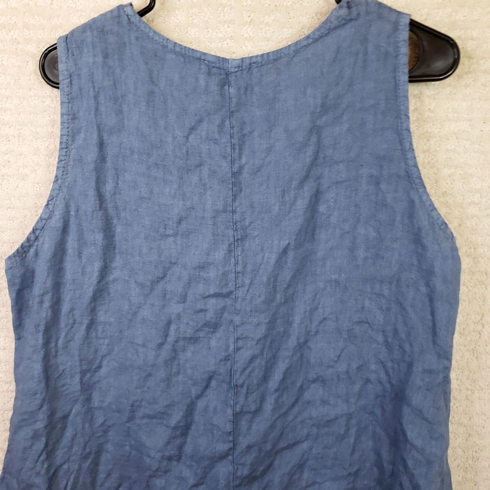 Vintage Cobblestone Living Top Womens XL Blue 100% Linen Italy Boat Neck Sleeveless Tunic Boho Beach Linen Blouse Vintage? No Size XL / US 12-14 / IT 48-50 - 6 Thumbnail