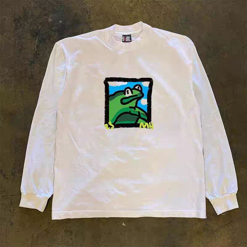 Japanese Brand × Vintage White casual retro frog print long sleeve tee Size US L / EU 52-54 / 3 - 1 Thumbnail