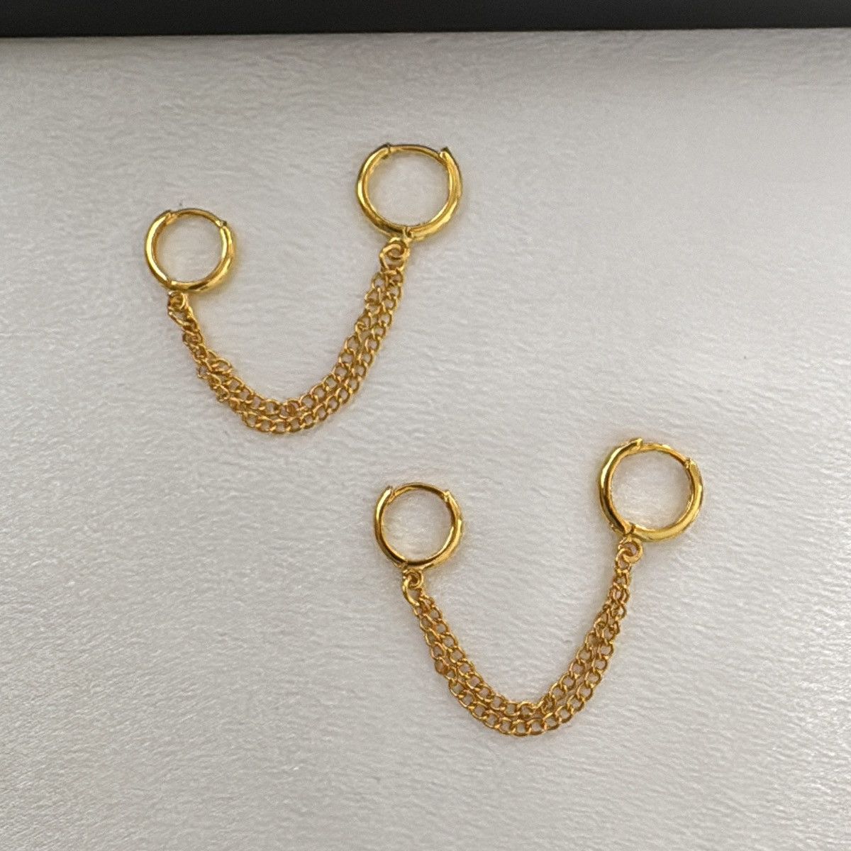 Other Double Piercing Dangle Chain Earrings for Women Size ONE SIZE - 1 Thumbnail