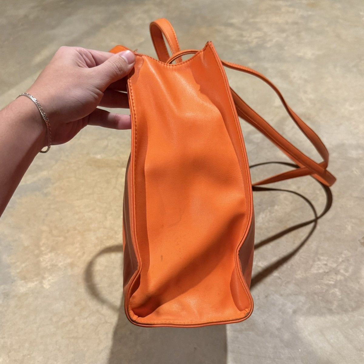 Telfar Telfar Shopping Tote Bag Orange Vegan Leather Medium Size ONE SIZE - 6 Thumbnail
