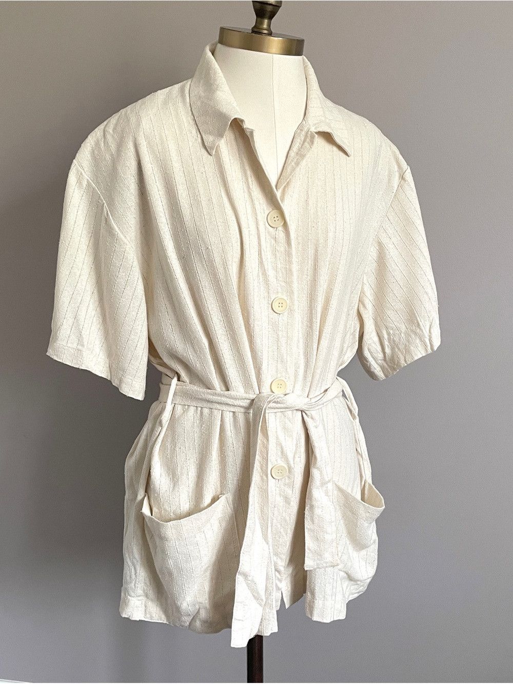 Vintage Vintage Raw Silk Short Sleeve Tunic Blouse Shirt - Large Size L / US 10 / IT 46 - 3 Thumbnail