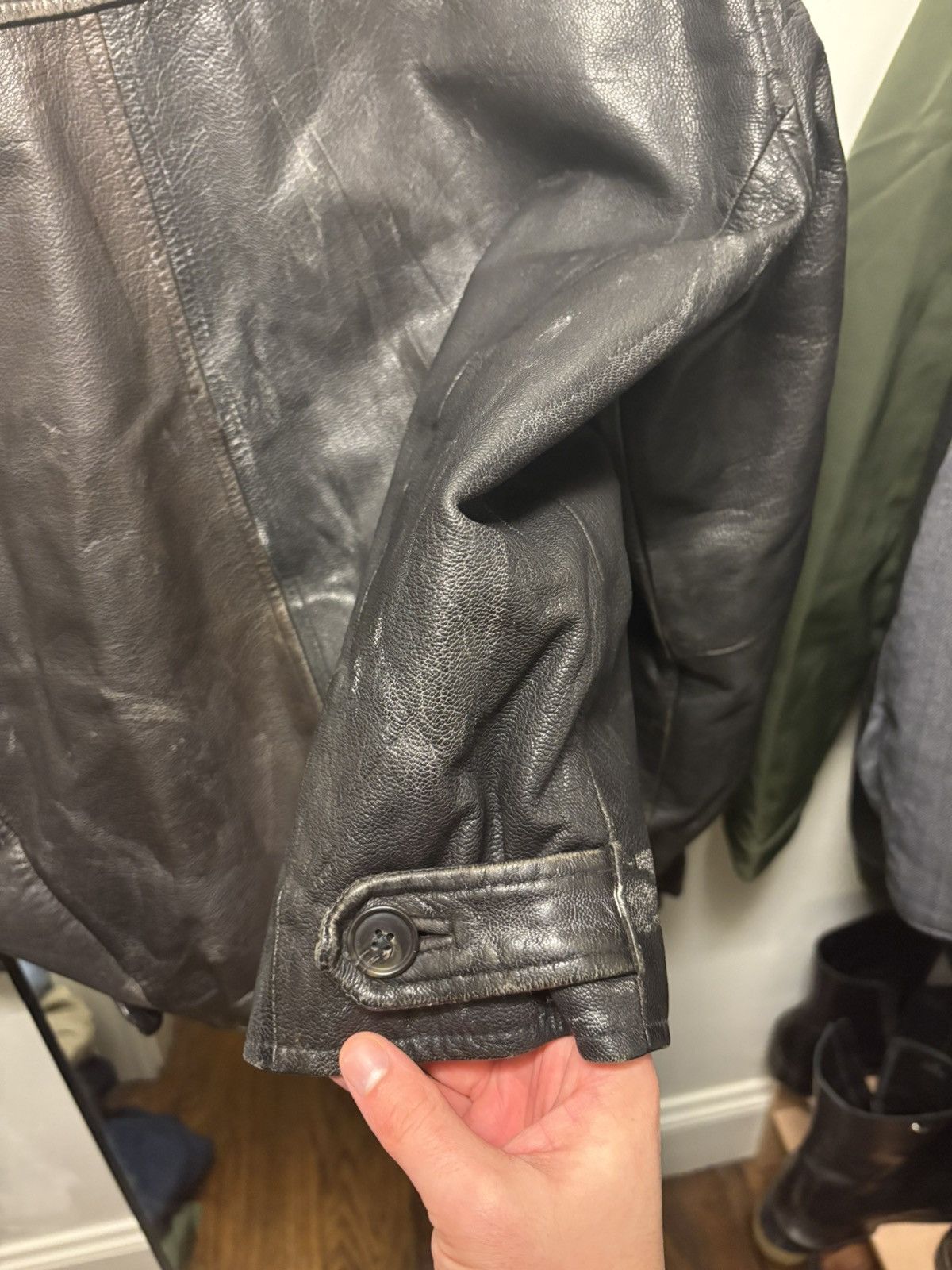 Genuine Leather 1980s True Vintage Black Calf Skin Leather Jacket Size US L / EU 52-54 / 3 - 6 Thumbnail