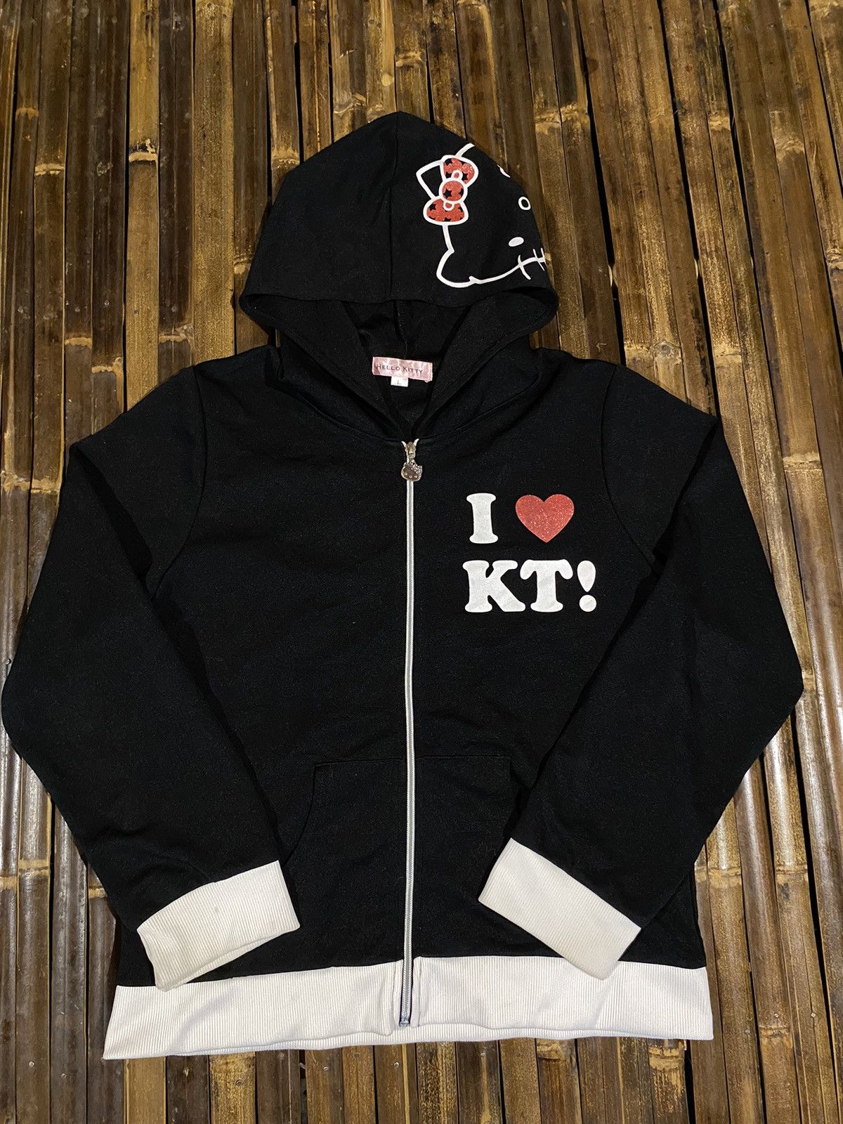 image of Cartoon Network Hello Kitty Zip Hoodie in Black, Men's (Size Medium)