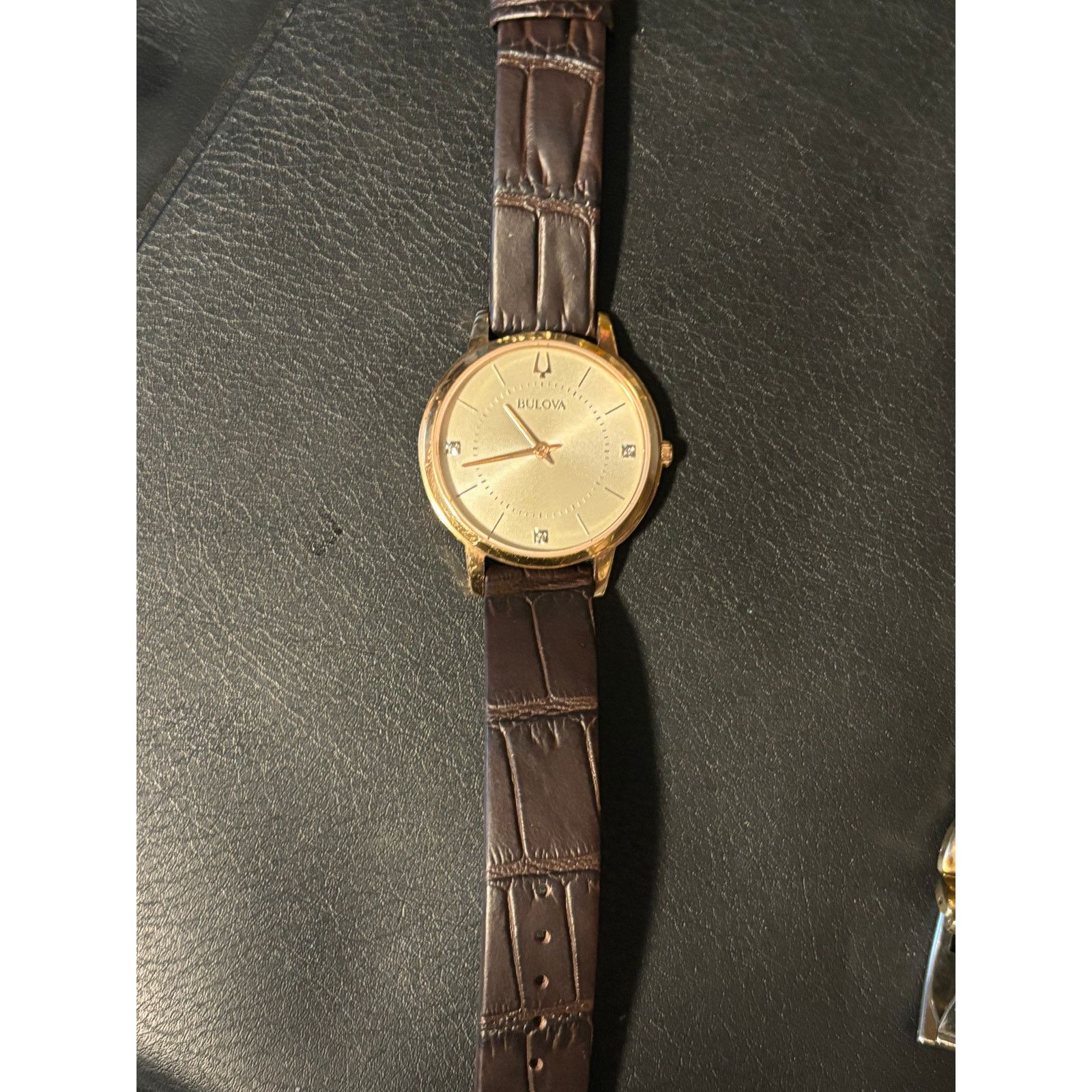 Bulova Bulova 97P122 Rose Gold Tone Brown Leather Band! New Battery Size ONE SIZE - 4 Thumbnail