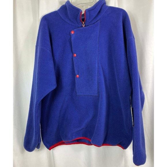 image of The North Face Vintage 90's 1990S North Face Blue Snap Front Deep Pile Fleec, Men's (Size XL)