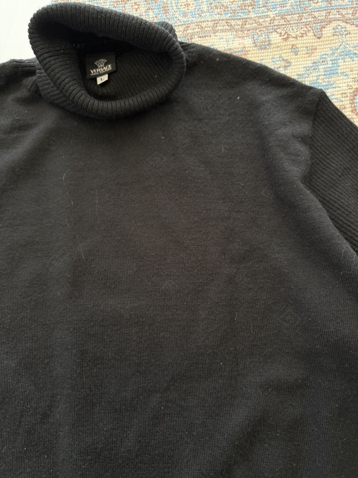 Versace Vintage Versace Jeans Couture Virgin Wool Black Sweater Size US L / EU 52-54 / 3 - 5 Thumbnail