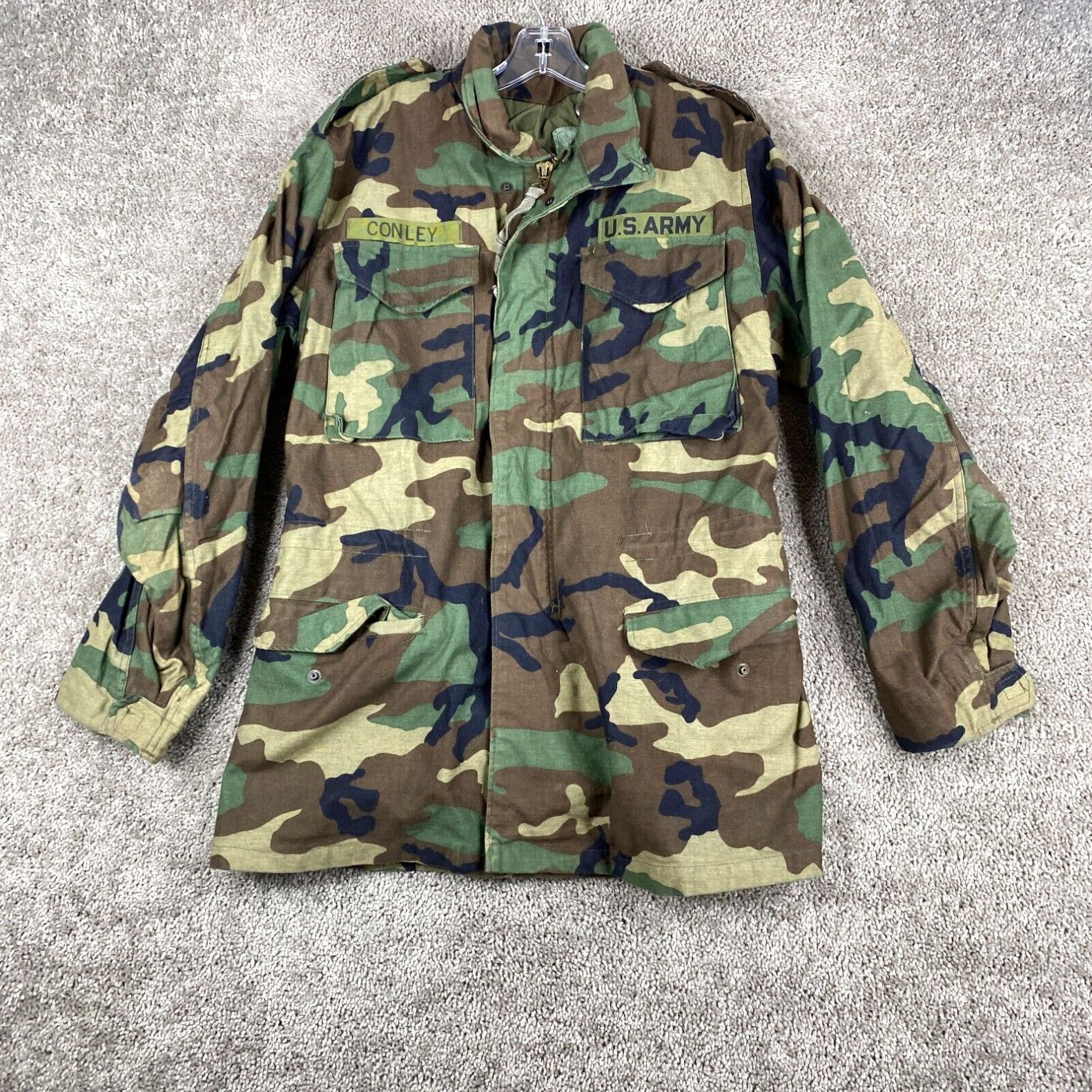 image of Vintage U.s Army Coat C/w Field Men's Size Small Long Multicolor Camouflage in White