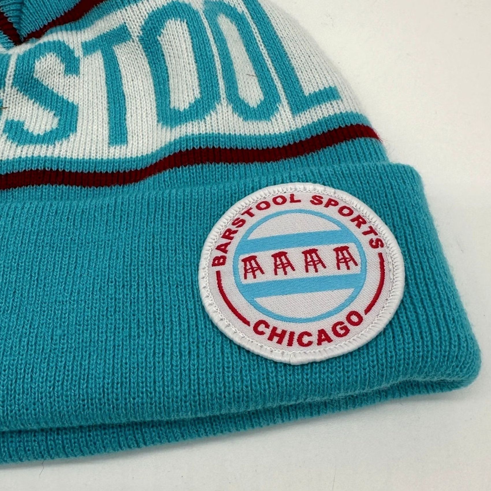 Vintage Barstool Sport Chicago Beanie Hats Mens OSFA Blue Knit Spellout Print Logo Cap - Unisex Adult Casual Outdoor Walking Comfort Size ONE SIZE - 2 Thumbnail