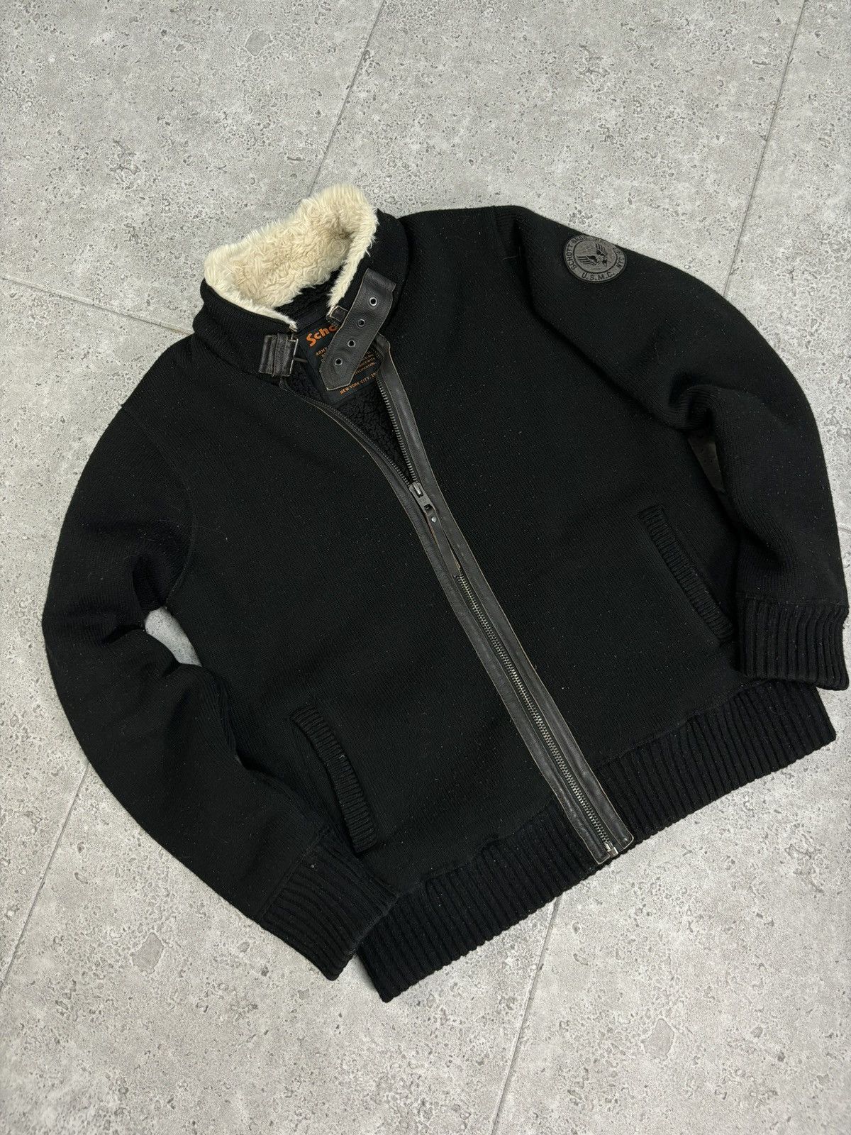 Schott USA Sherling Sherpa Jacket Y2K Bomber Avirex