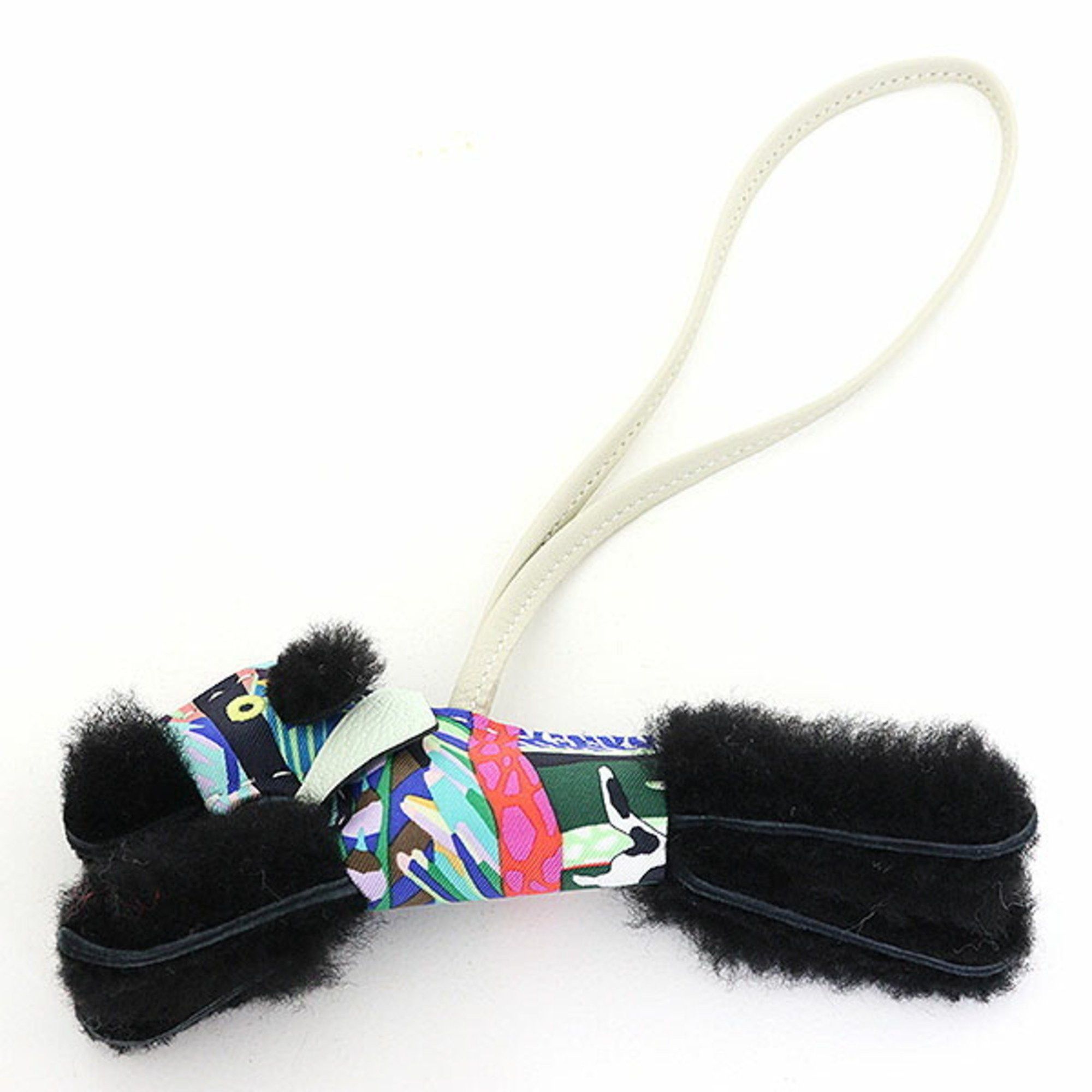image of Hermes Buddy Charm Black Agne Milo/sheepskin/silk B Stamp (Made In 2023) Bag Dog, Women's