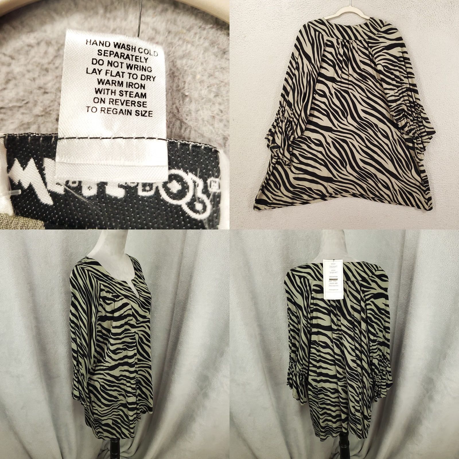 Vintage VINTAGE? No — New Womens Blouse Tunic Top 0X Black Gray Zebra Animal Print Pattern NWT We Be Bop Blouse Size XL / US 12-14 / IT 48-50 - 8 Thumbnail