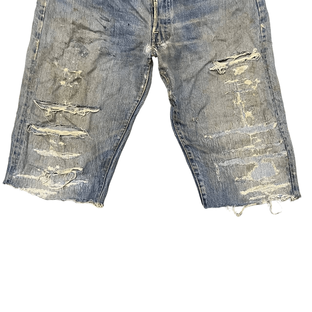 Levi's Vtg Levi's Big E Selvedge Button No.2 Thrashed Cuttoff Denim Size US 32 / EU 48 - 3 Thumbnail