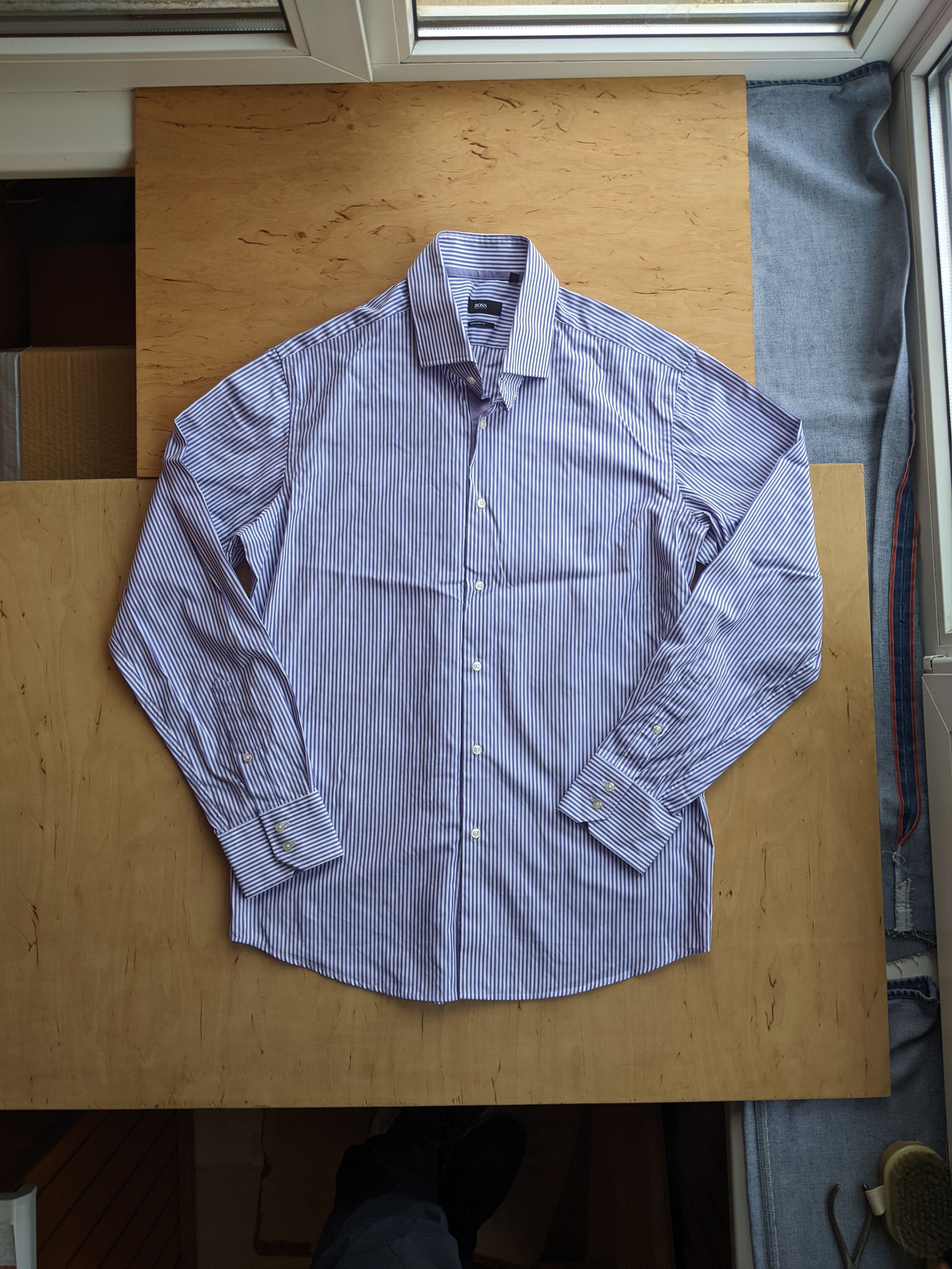 Hugo × Hugo Boss Hugo Boss Purple Striped Cotton Longsleeve Shirt Geraldino Size US XL / EU 56 / 4 - 1 Thumbnail