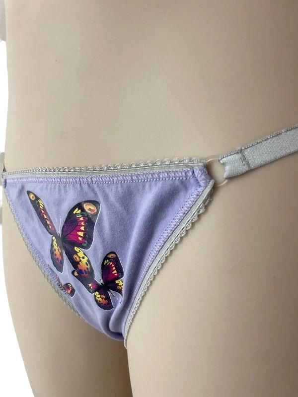 Dolce & Gabbana D&G Underwear Butterfly Print Lilac Thong Size 25" / US 0 / IT 36 - 2 Thumbnail