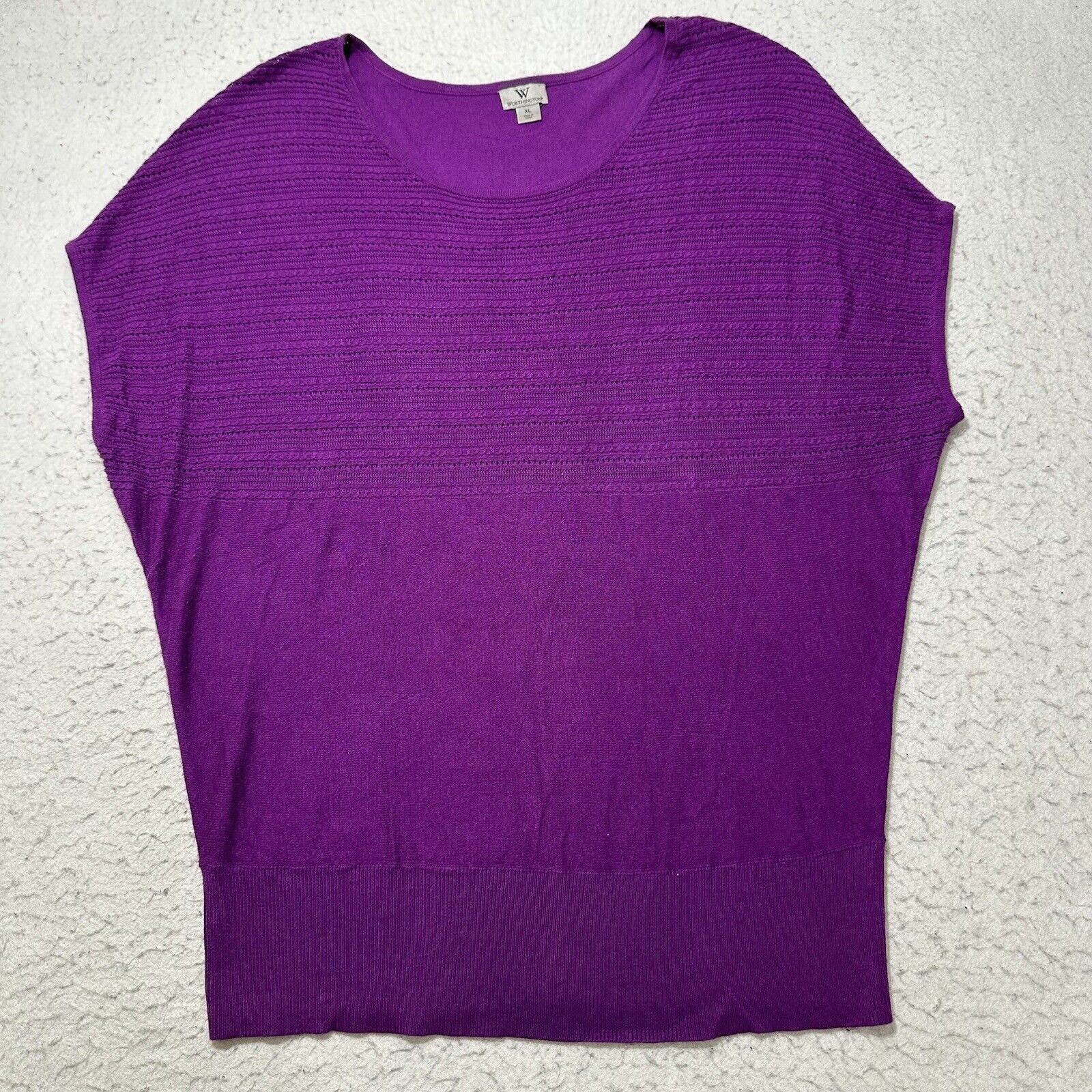 Worthington Worthington XL Knit Top Short Sleeve Purple Sweater Shirt Size XL / US 12-14 / IT 48-50 - 1 Thumbnail
