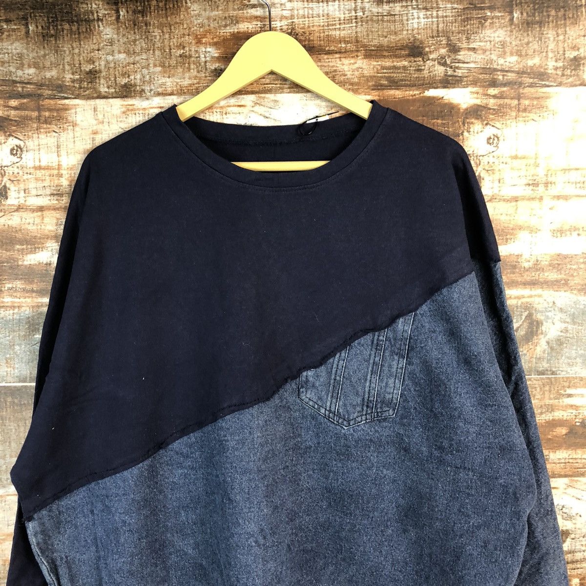 Japanese Brand Japanese Brand vintage Blue half Denim Sweatshirt #A2304 Size US L / EU 52-54 / 3 - 5 Thumbnail