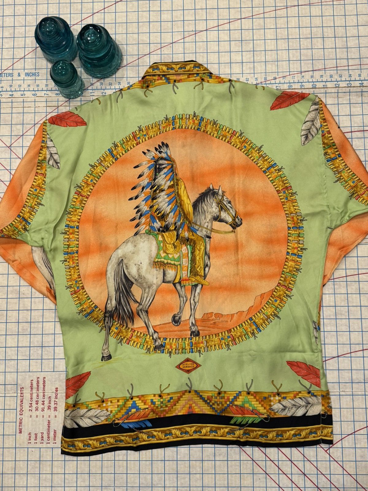 Versace Vintage Gianni Versace Native American Silk Button Up Shirt Size US L / EU 52-54 / 3 - 3 Thumbnail