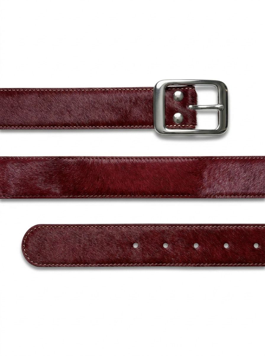 Other Verdi Horse Hair Maroon Belt Size 34 - 2 Thumbnail