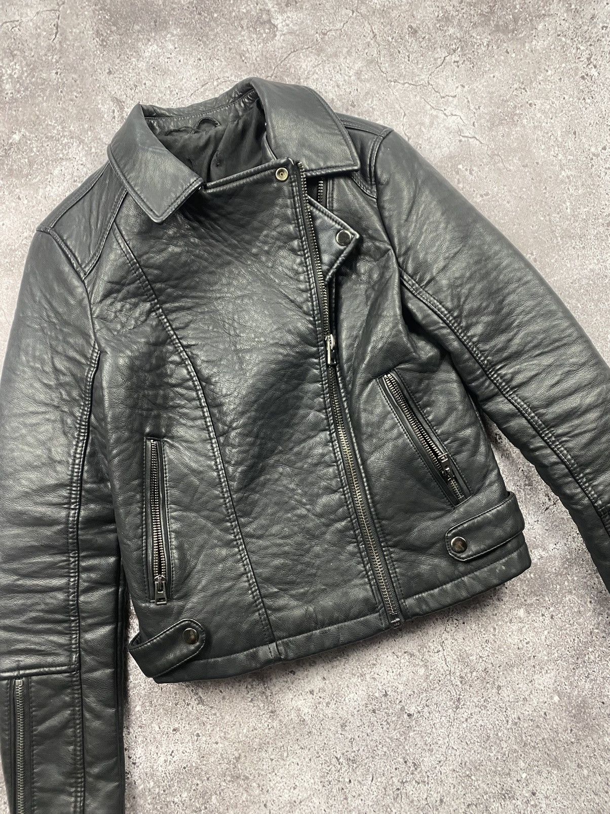 Japanese Brand Avant Garde Leather zip assymetrical Rick owens style jacket Size M / US 6-8 / IT 42-44 - 5 Thumbnail