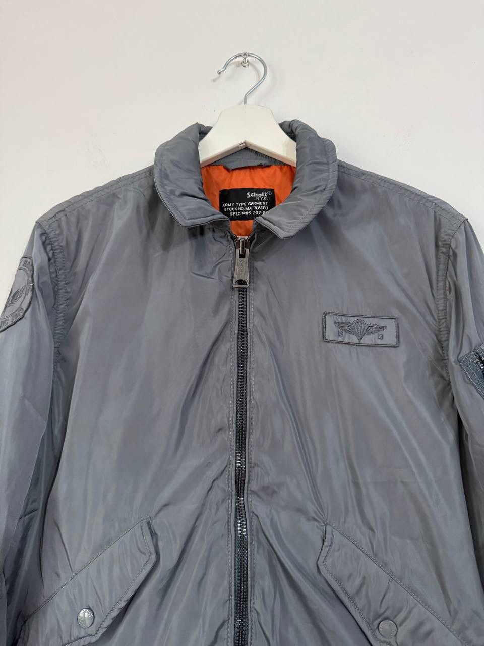 Schott Schott NYC Military Style Bomber Jacket – Grey/Orange Size US M / EU 48-50 / 2 - 3 Thumbnail