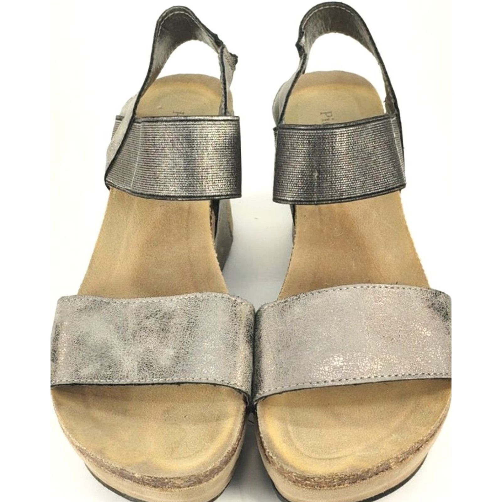 Vintage Pierre Dumas CHANTAL-2 Platform Wedge Sandals Women's Size 8 Pewter 22270 Size US 8 / IT 38 - 3 Thumbnail
