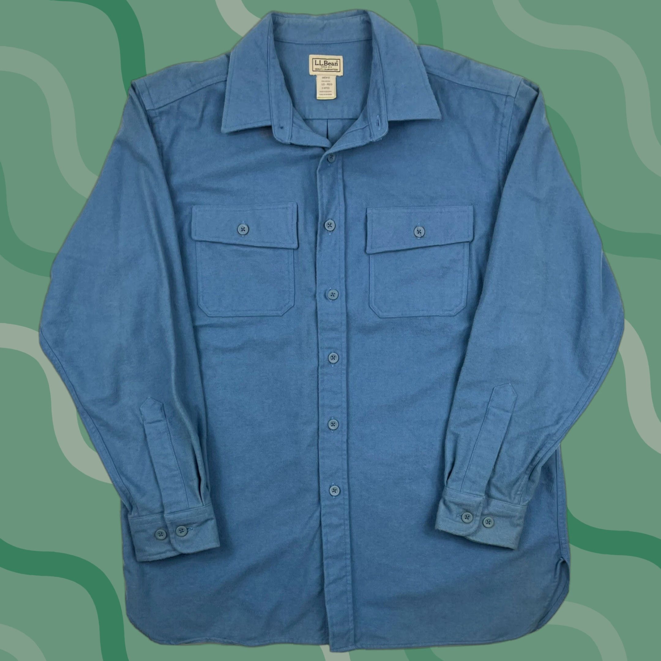 Vintage VINTAGE L.L. Bean Flannel Shirt Heavyweight Light Blue Long Sleeve Button-Up Size L USA Mens Size US L / EU 52-54 / 3 - 1 Thumbnail
