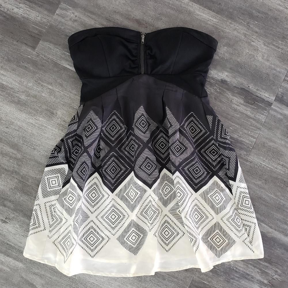 Designer Black White Detailed Bebe Bustier Mini Size XS / US 0-2 / IT 36-38 - 1 Thumbnail