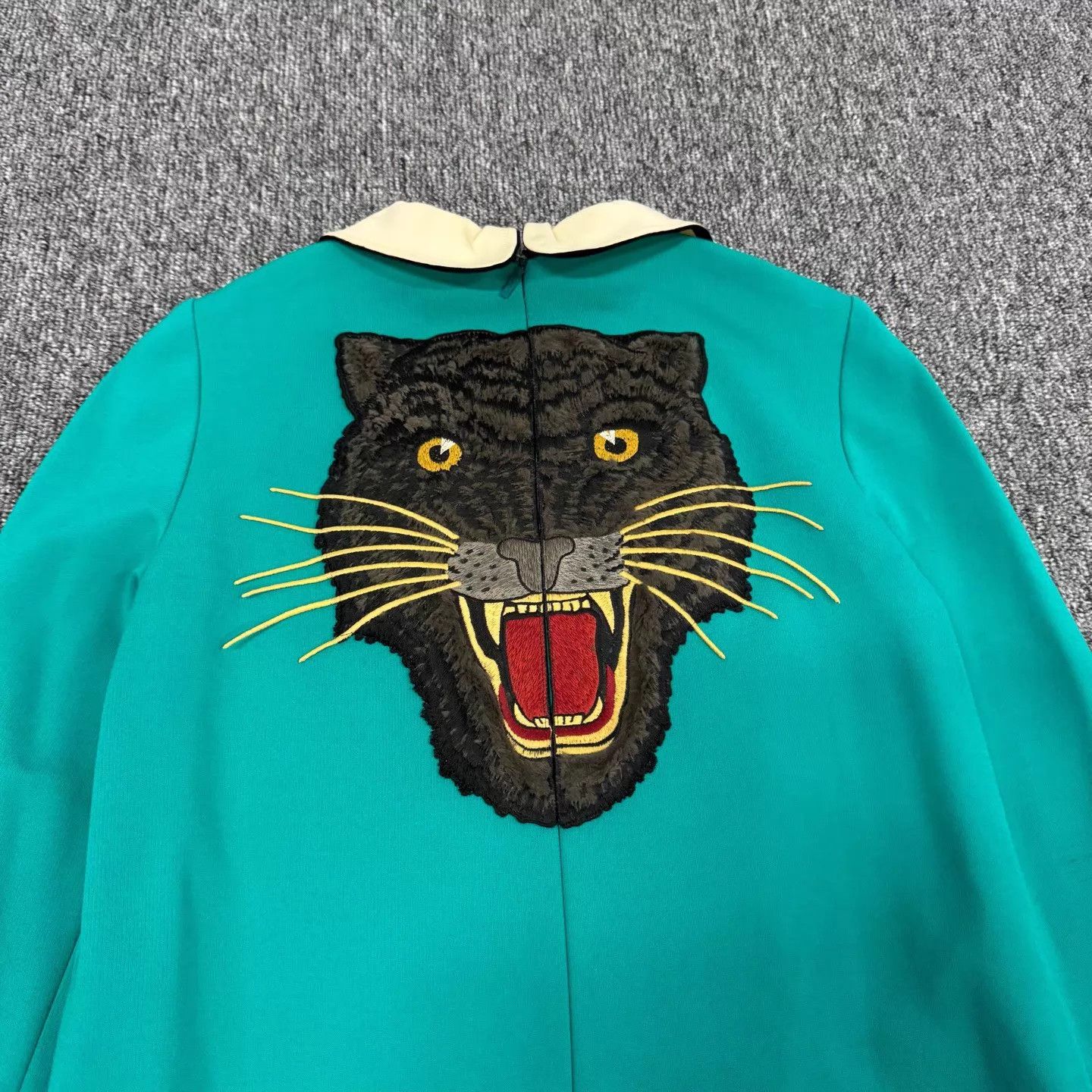 Gucci Gucci Women's Lake Green Tiger Head Embro Ruffled Dress S Size S / US 4 / IT 40 - 6 Thumbnail