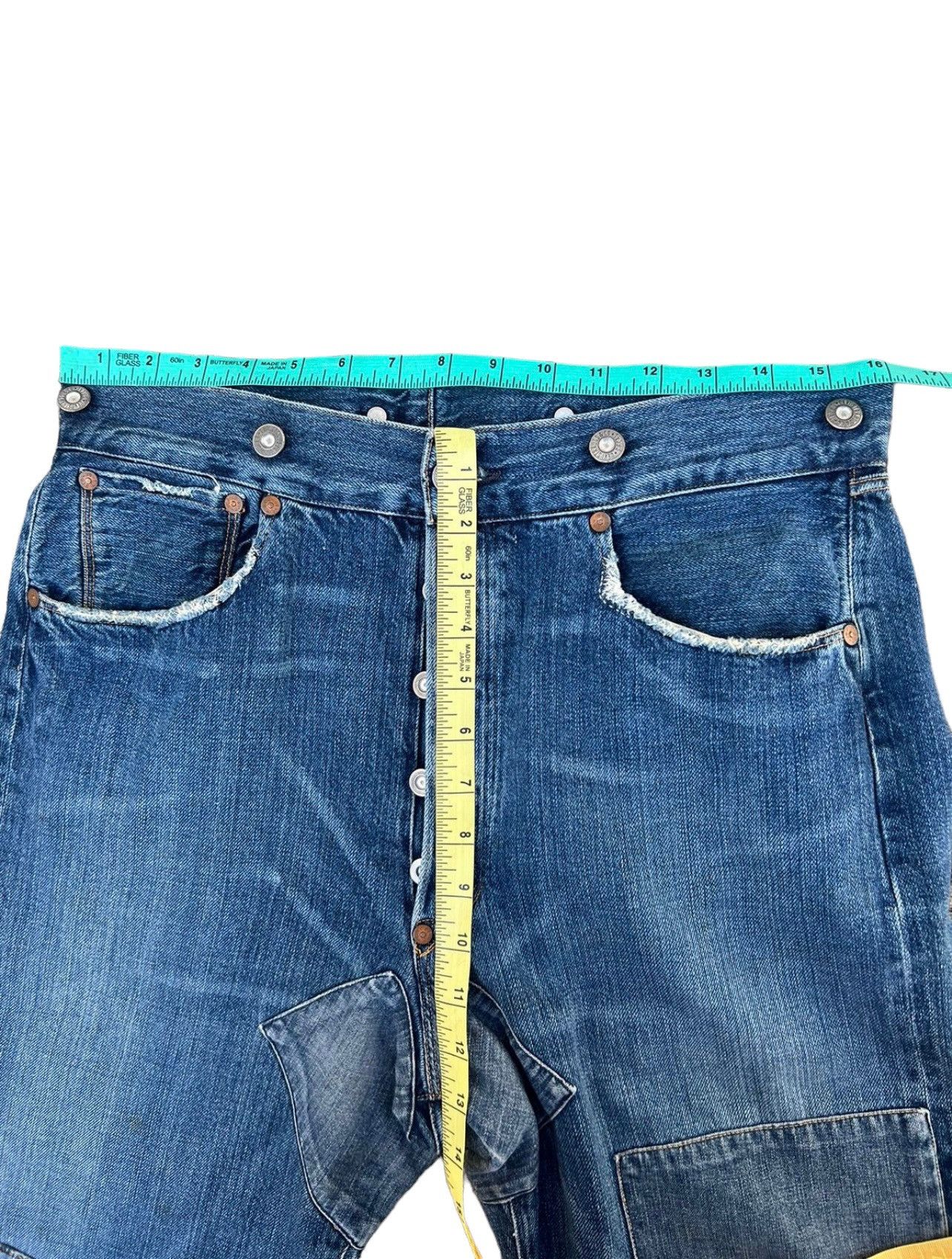 Levi's 90s Levi's LVC #555 Distressed Patchwork Selvedge Denim Size US 32 / EU 48 - 3 Thumbnail