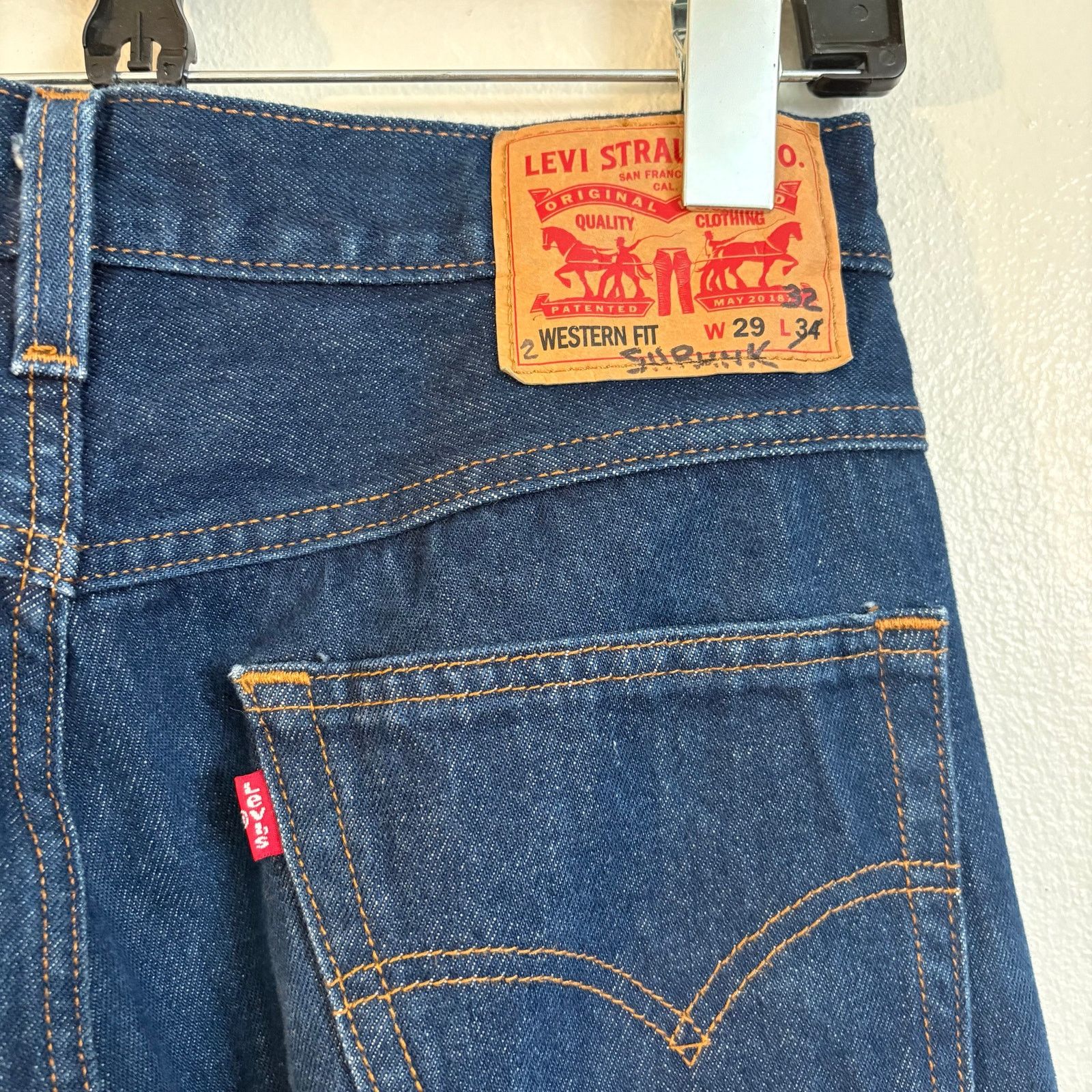 Levi's Levi's Western Fit Dark Blue Denim 5 Pocket Jeans Size US 27 - 7 Thumbnail