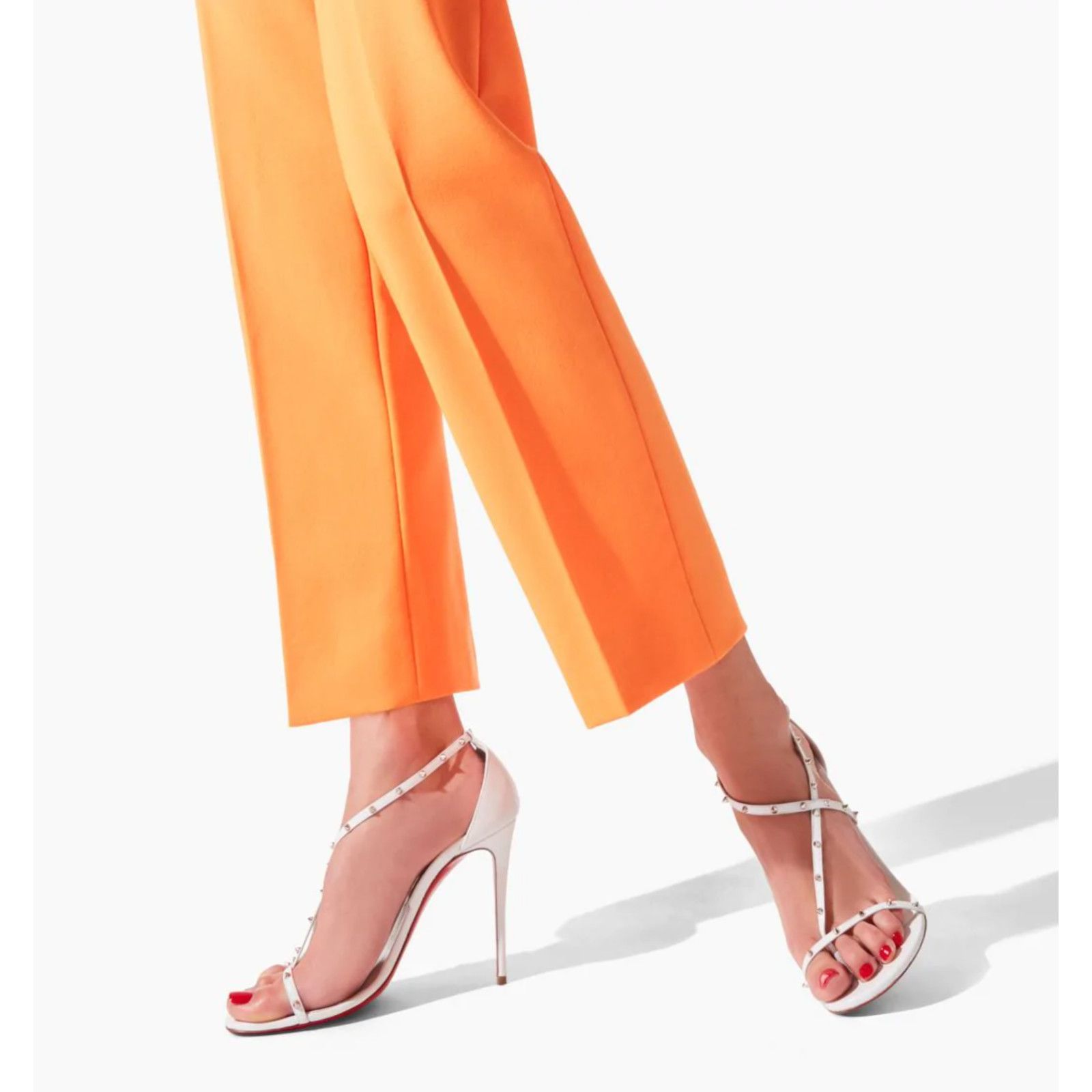 Christian Louboutin Riojana Spikes 100 White Ankle Strappy Sandal Heel Pump 40 Size US 10 / IT 40 - 3 Thumbnail
