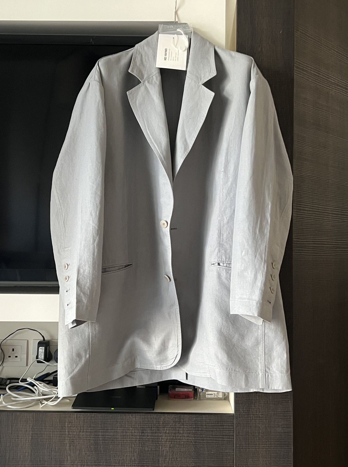 Hed Mayner SS22 greyish blue oversized single breasted jacket Size US L / EU 52-54 / 3 - 1 Thumbnail