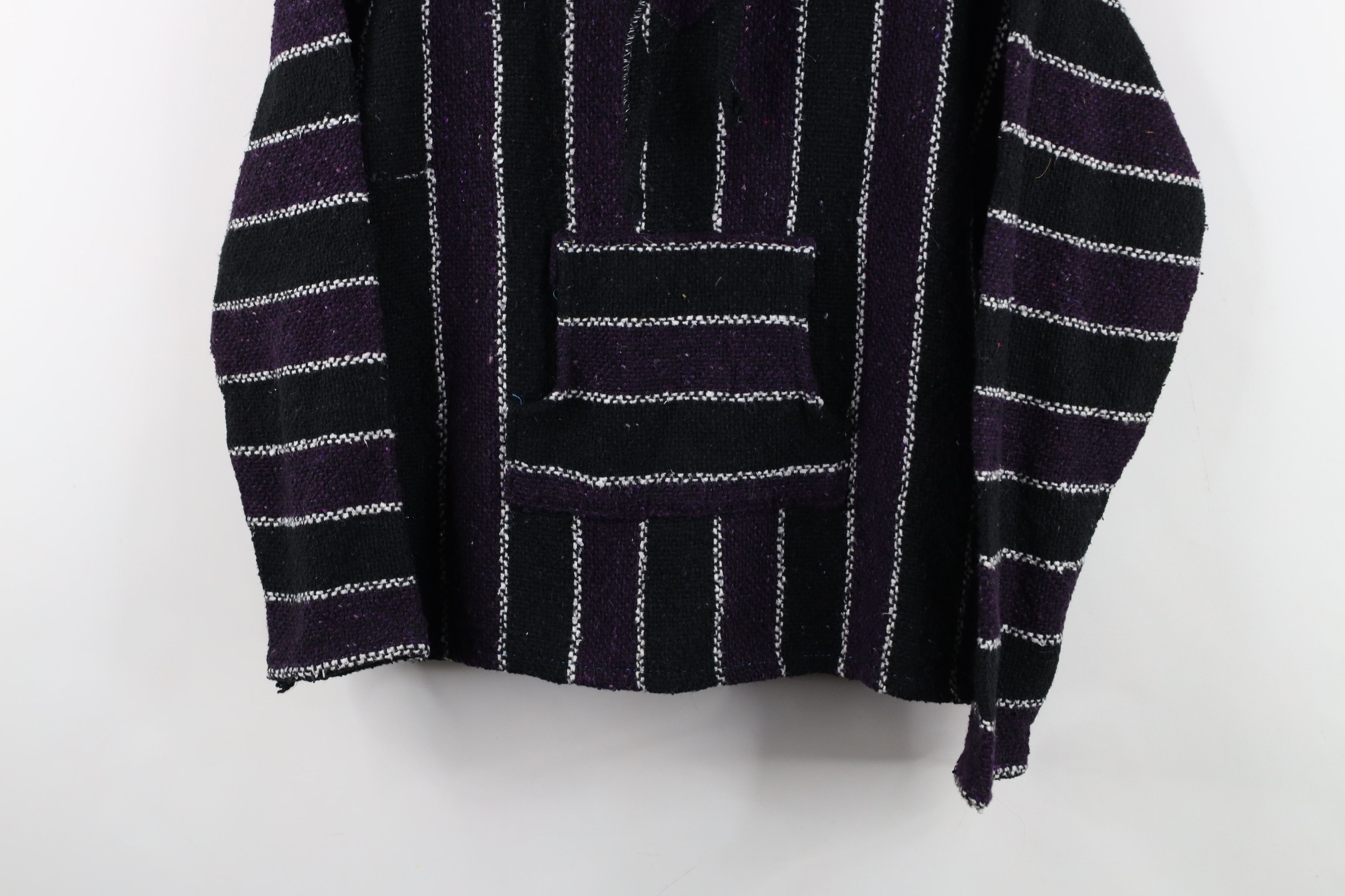 Vintage Vintage 90s Streetwear Striped Knit Drug Rug Hoodie Size M / US 6-8 / IT 42-44 - 3 Thumbnail