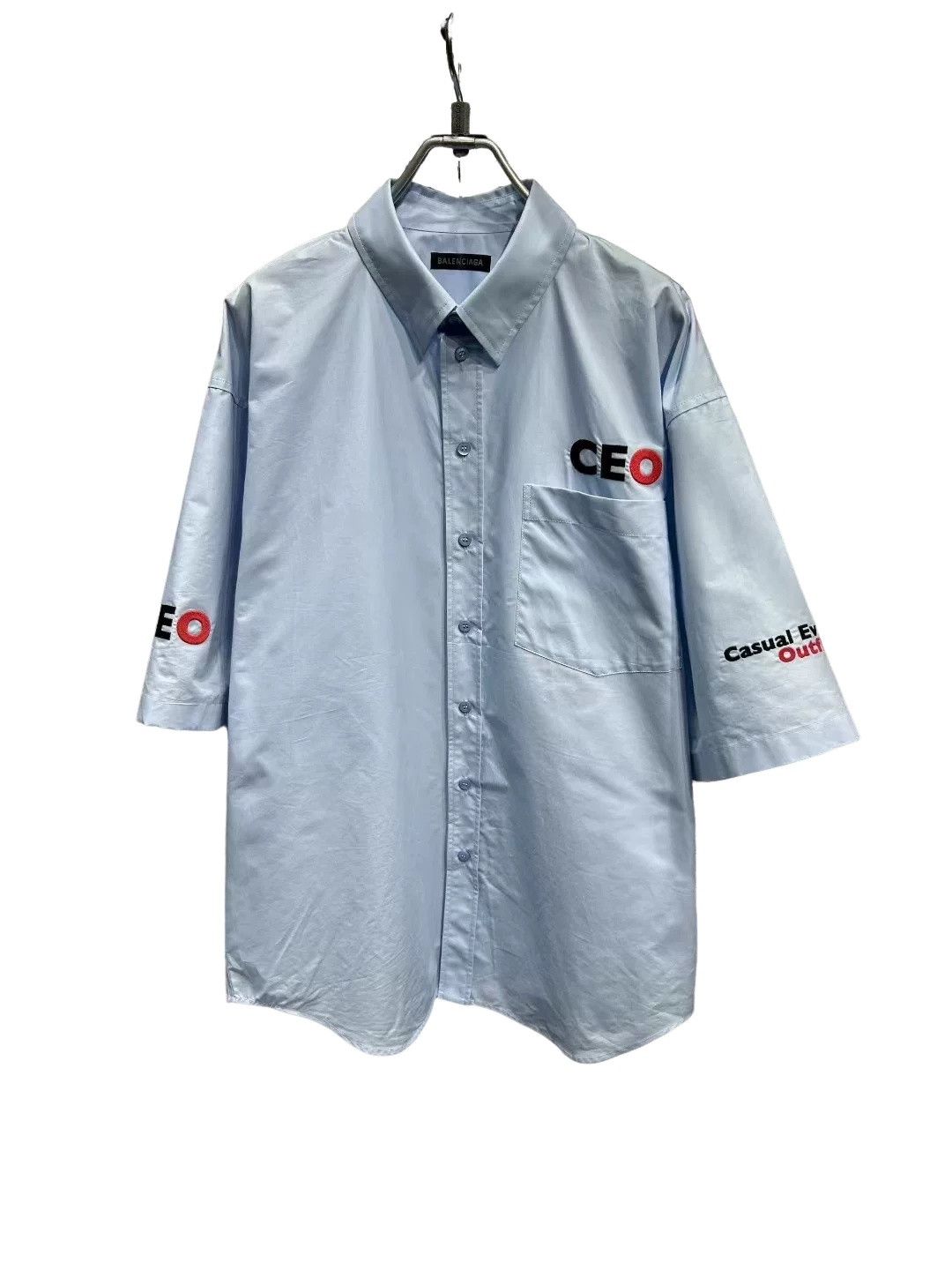 Balenciaga Balenciaga CEO Embroidered Blue Button Up Shirt Size S Size US S / EU 44-46 / 1 - 1 Thumbnail