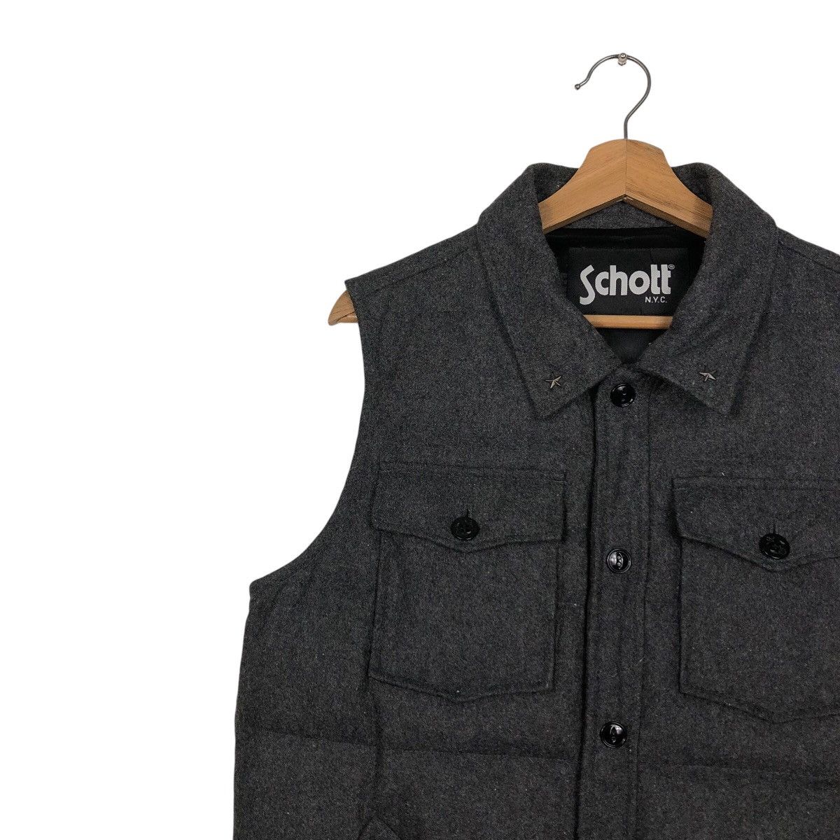 Schott × Vintage 📌Vintage Biker Puffer Vest Jacket Schott N.Y.C Size US M / EU 48-50 / 2 - 8 Thumbnail