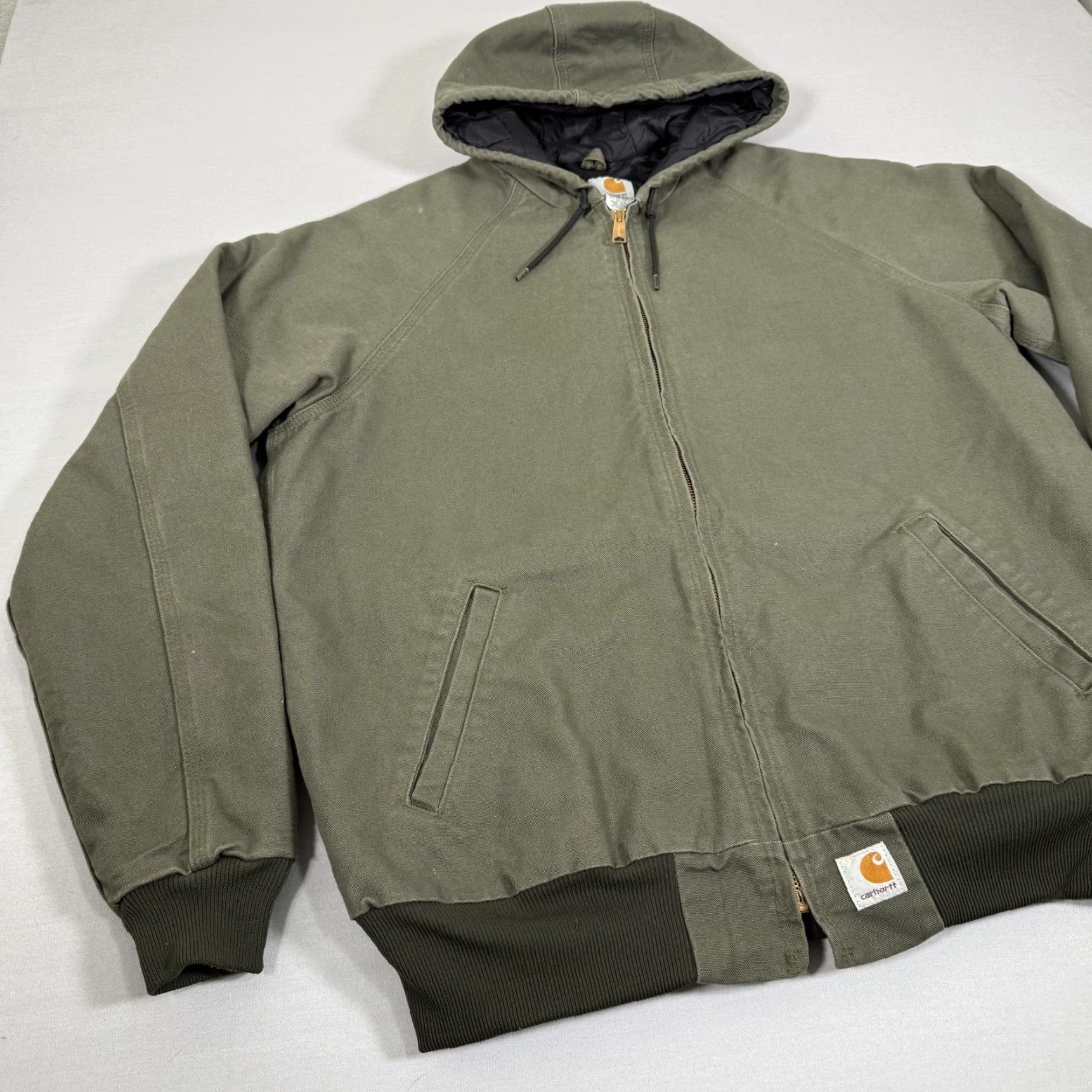Carhartt VINTAGE Carhartt Jacket Men Large Tall Green Canvas Active Zip Up Quilted Lined J268 MOS Size US L / EU 52-54 / 3 - 5 Thumbnail