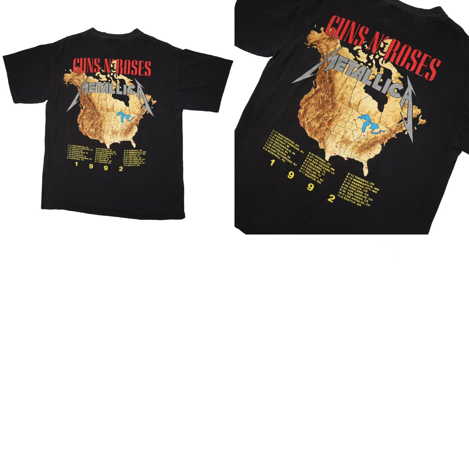 Vintage VINTAGE Metallica & Guns N' Roses Graphic Tour T Shirt Brockum Black L Mens 1992 Size US L / EU 52-54 / 3 - 8 Thumbnail