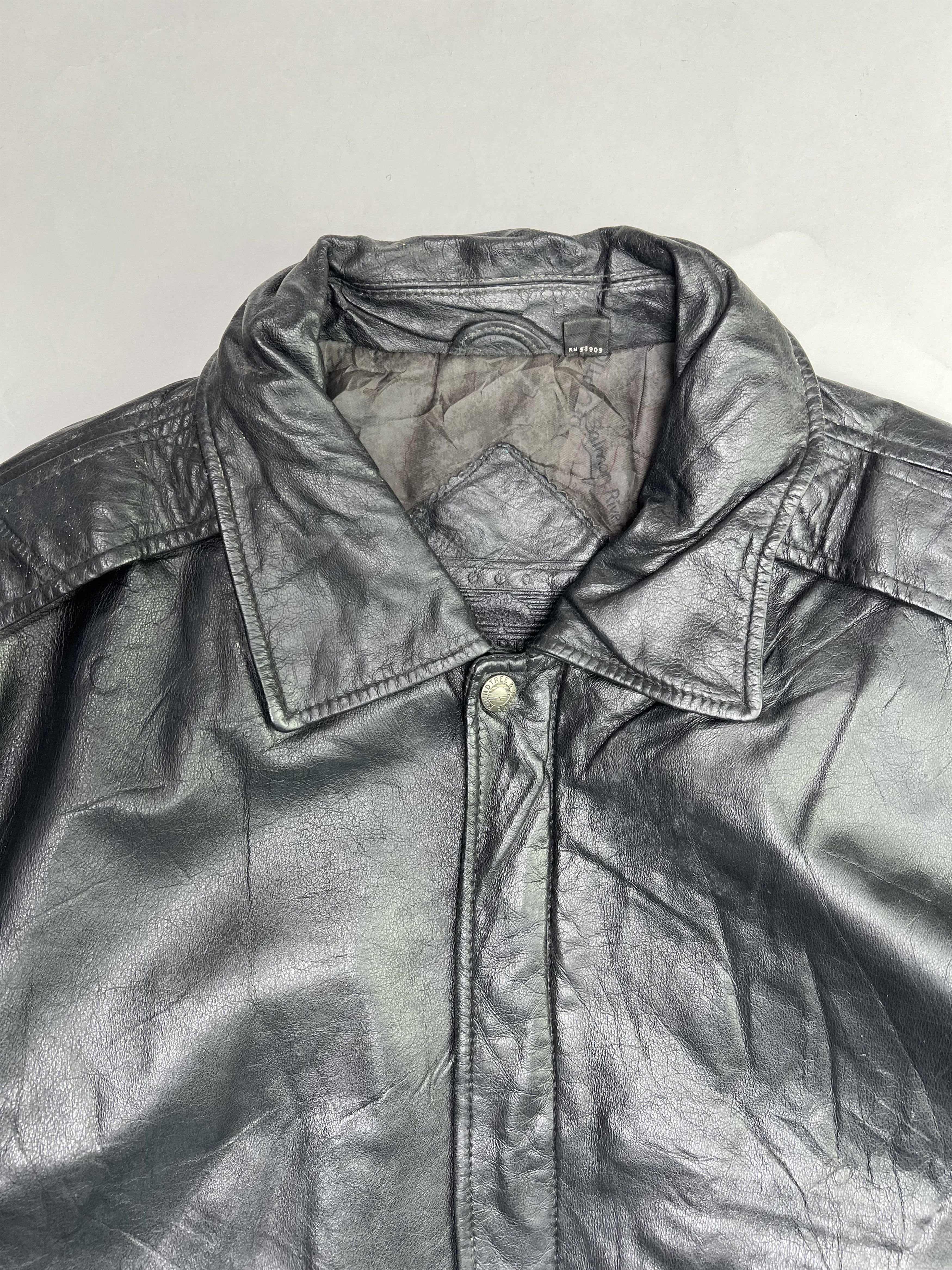 Genuine Leather VINTAGE BOMBER LEATHER JACKET BLACK LARGE Size US L / EU 52-54 / 3 - 2 Thumbnail