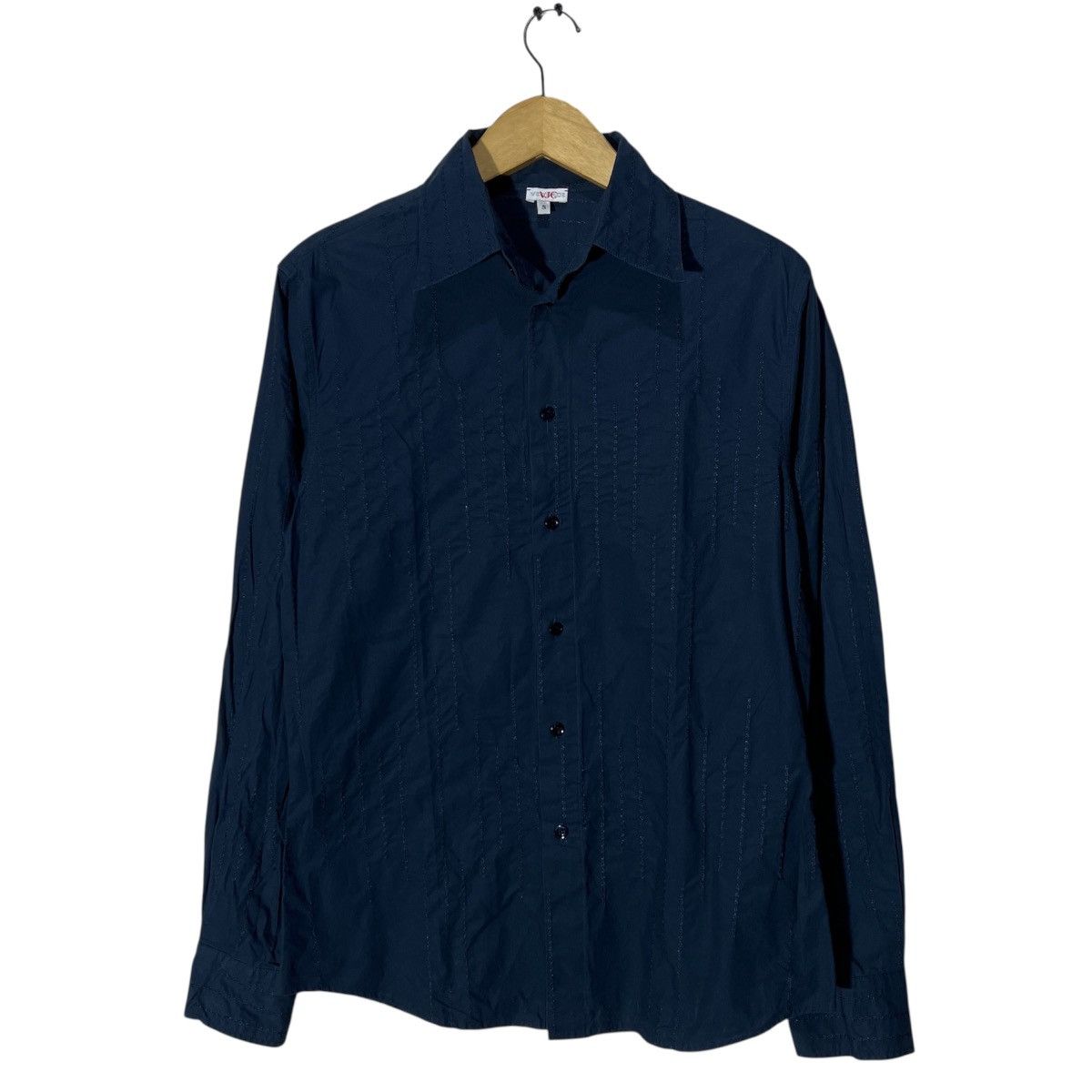 Versace Versace Textured Shirts Dark Navy Size US M / EU 48-50 / 2 - 1 Thumbnail