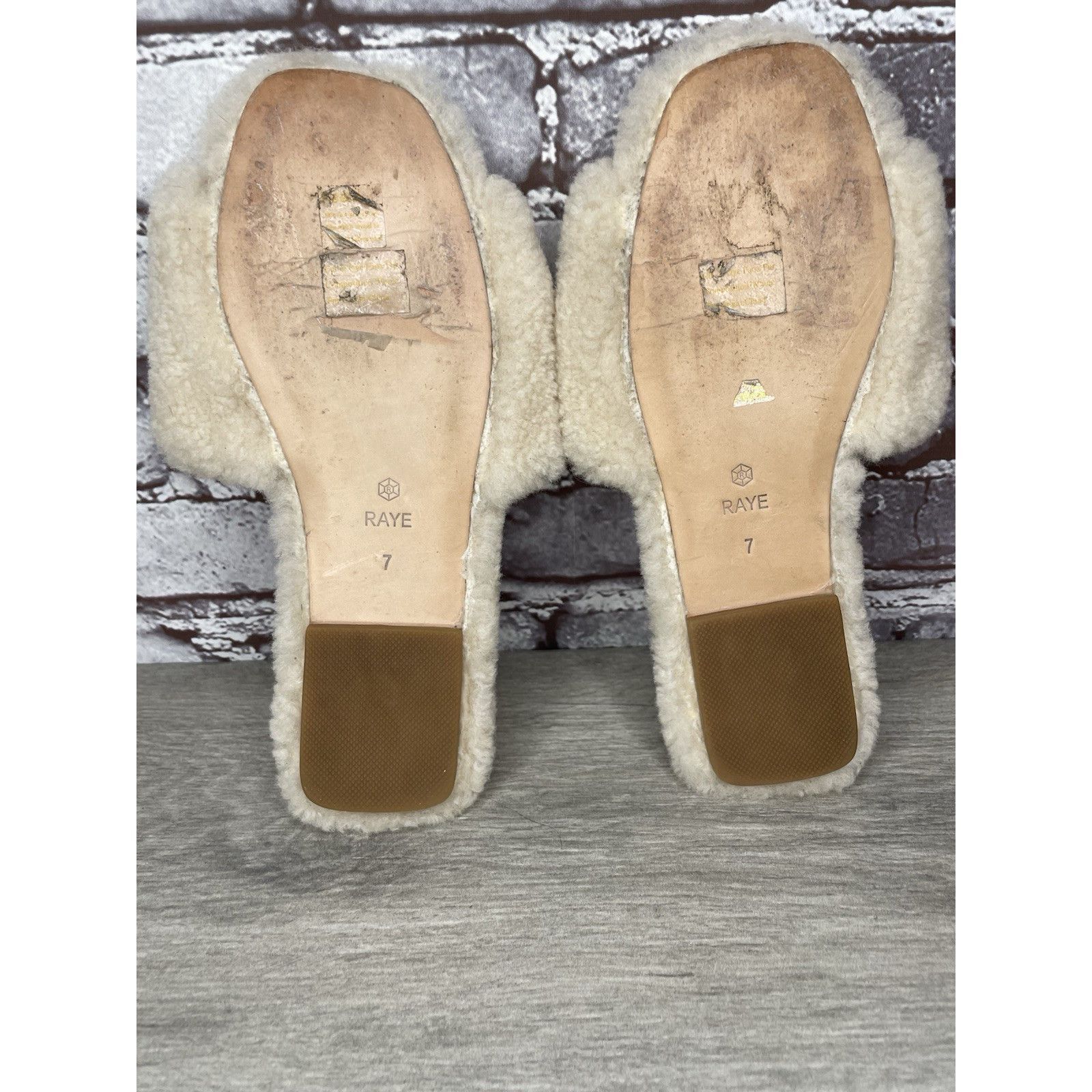 Other Raye Sherp Ivory Cream Faux Fur Slippers Open Toe Sandals Wo Size US 7 / IT 37 - 20 Thumbnail