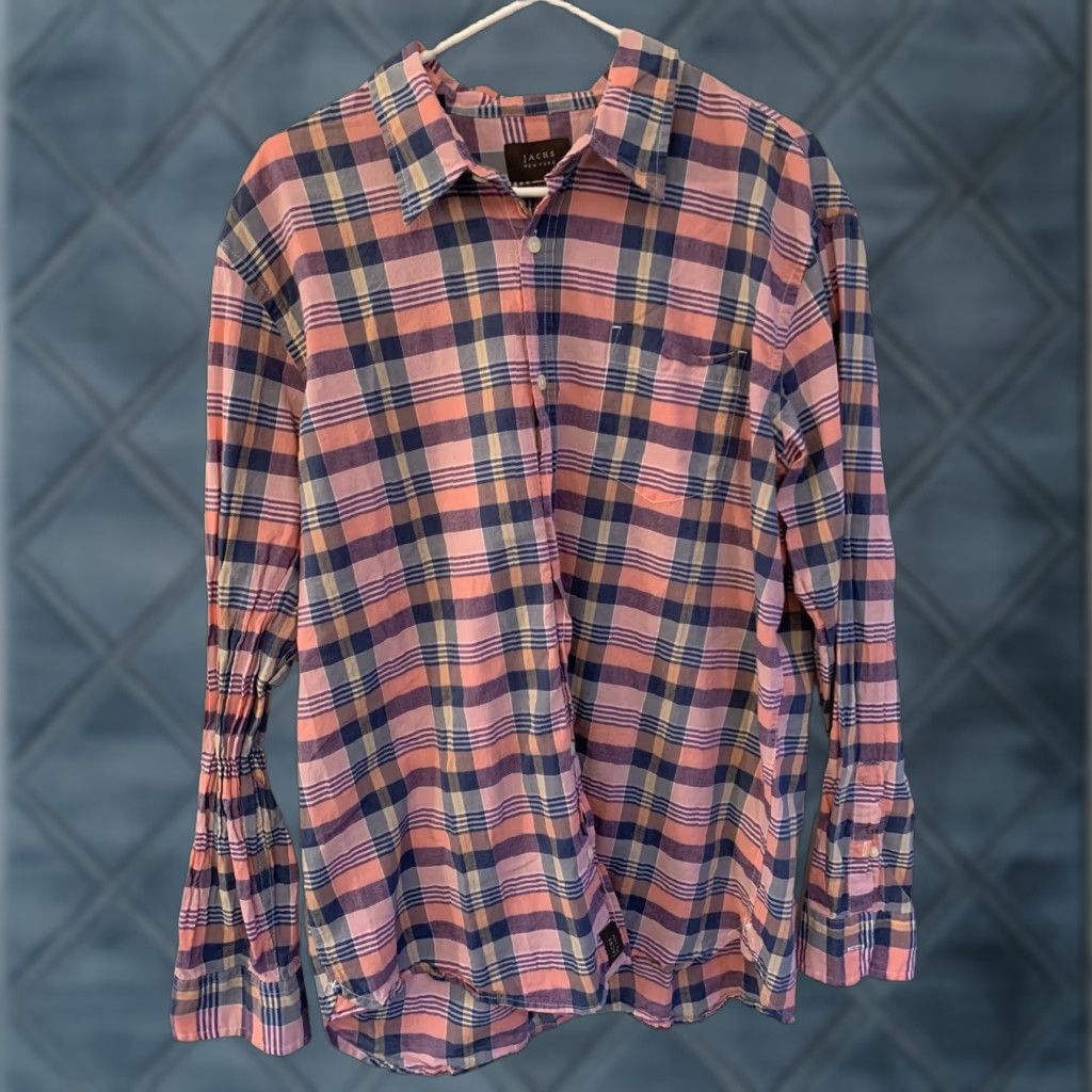 Pinko JACHS New York Men’s Plaid Shirt XL Button-Down Classic Fit Pink Plaid Shirt Button-Up Mens XLarge Cotton Blend Regular Long Sleeve Collared N/A Size US XL / EU 56 / 4 - 1 Thumbnail