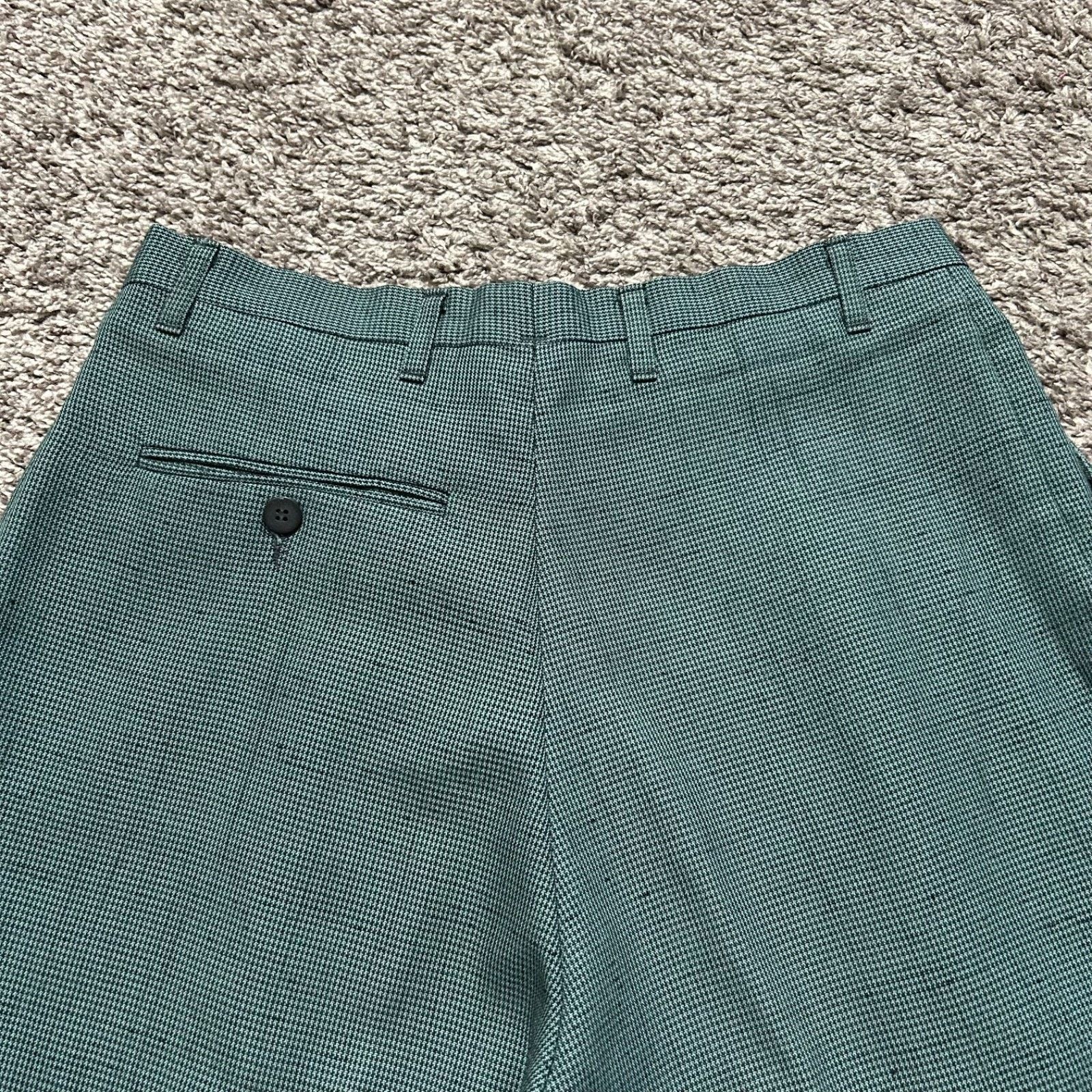 Vintage Vintage 70s Houndstooth Pants Polyester Dark Green 30x29 Size US 30 / EU 46 - 11 Thumbnail