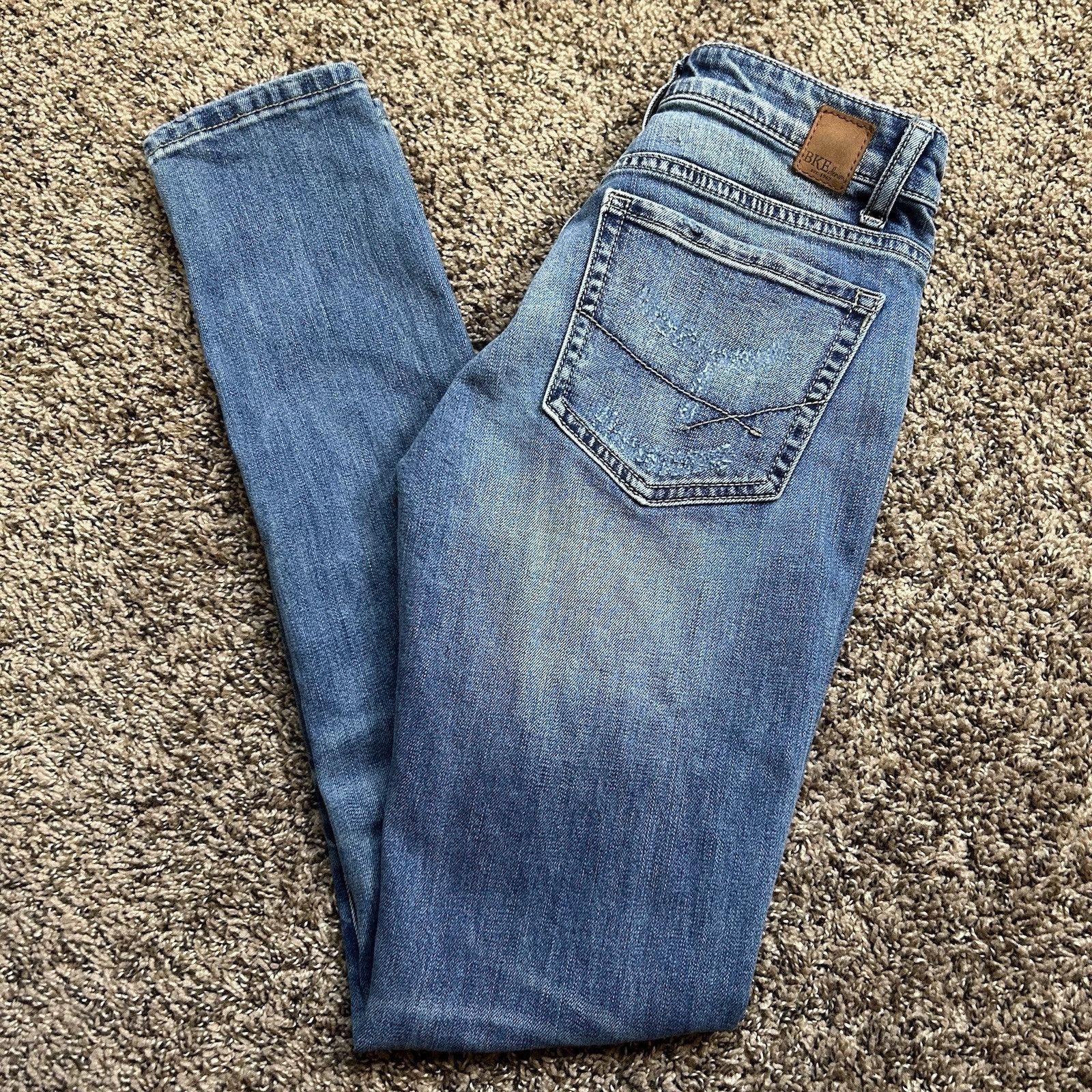 BKE BKE Stella Skinny Womens Size 25R Medium Wash Denim Low Rise Size 25" / US 0 / IT 36 - 9 Thumbnail