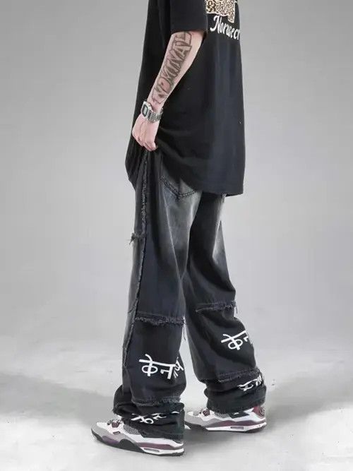 Japanese Brand Street Hip Hop Black Gradient Wide Leg Jeans Size US 32 / EU 48 - 4 Thumbnail