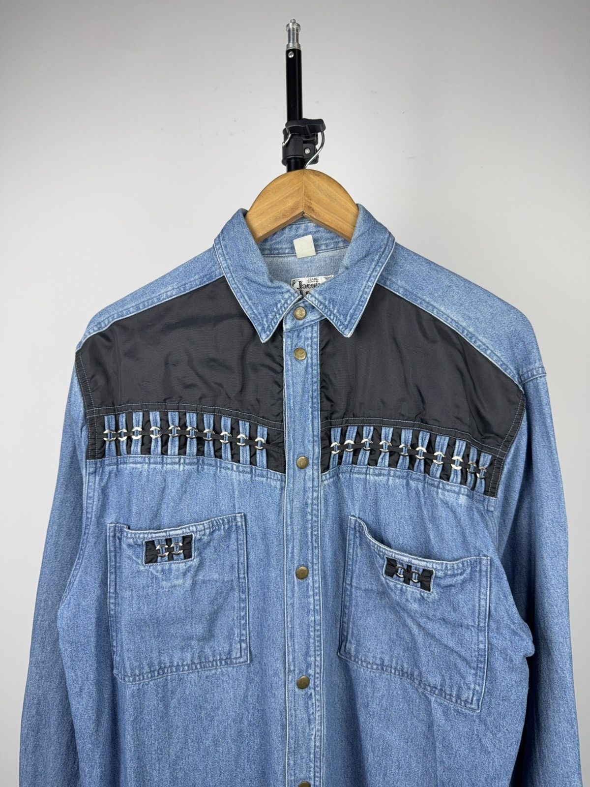 Vintage 90s Vintage Jacques Lorant Denim Cowboy Western Chain Shirt Size US XL / EU 56 / 4 - 2 Thumbnail