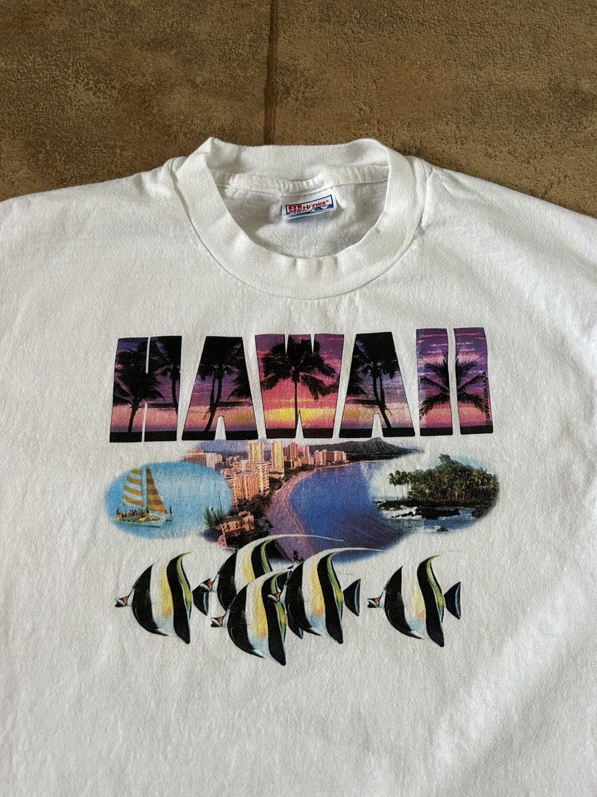 Hanes Vintage 90s Hawaii Beach tropical graphic print tshirt Size US L / EU 52-54 / 3 - 1 Thumbnail