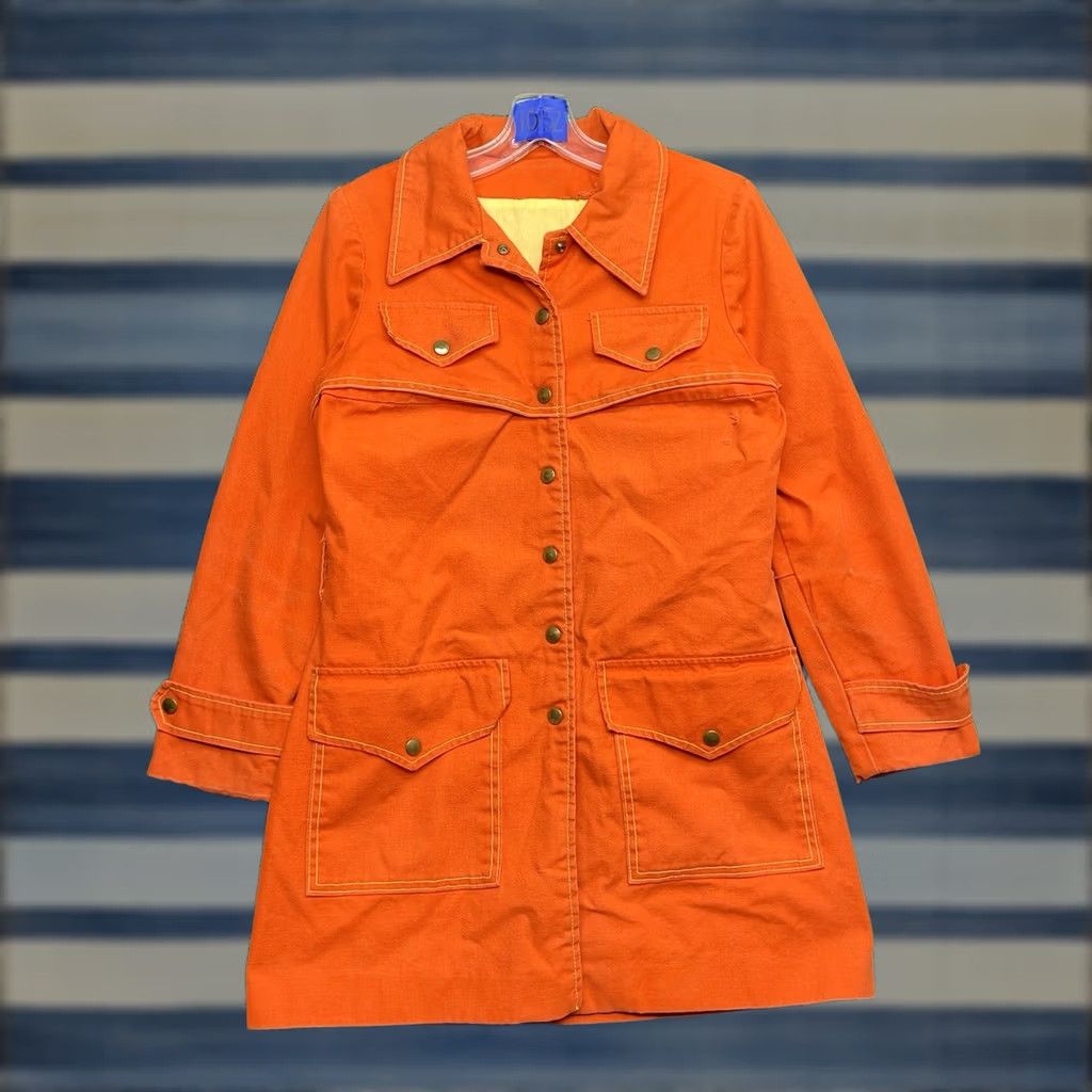 Sears Vintage Sears Barn Jacket Womens 10 Medium Valor Orange Long Chore 80s 90s Sears Jacket Women 10 Orange Barn Vintage 80s 90s Size L / US 10 / IT 46 - 1 Thumbnail