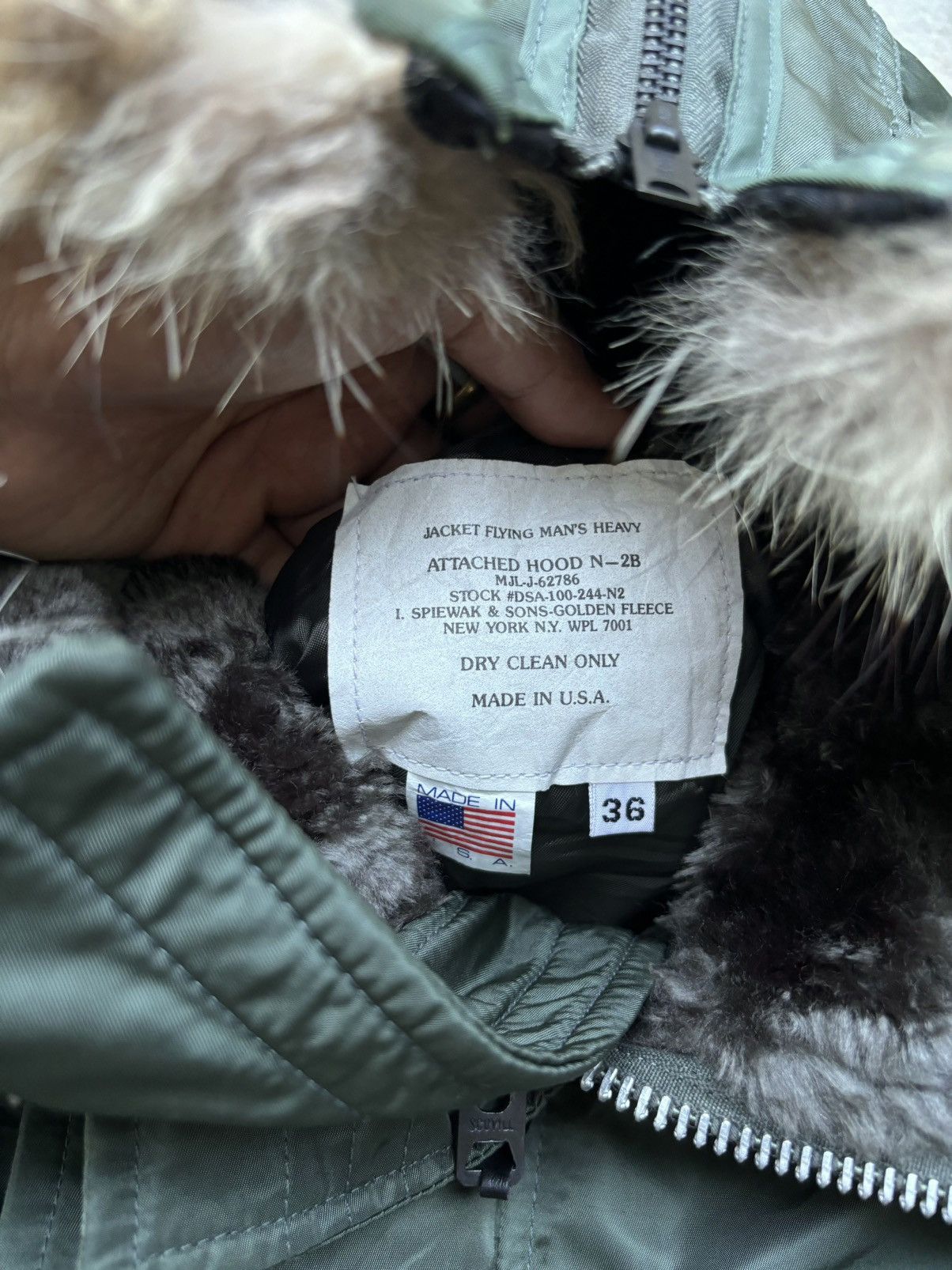 Alpha Industries Vintage Fur Bomber Jacket N-2B Green Size US M / EU 48-50 / 2 - 14 Thumbnail