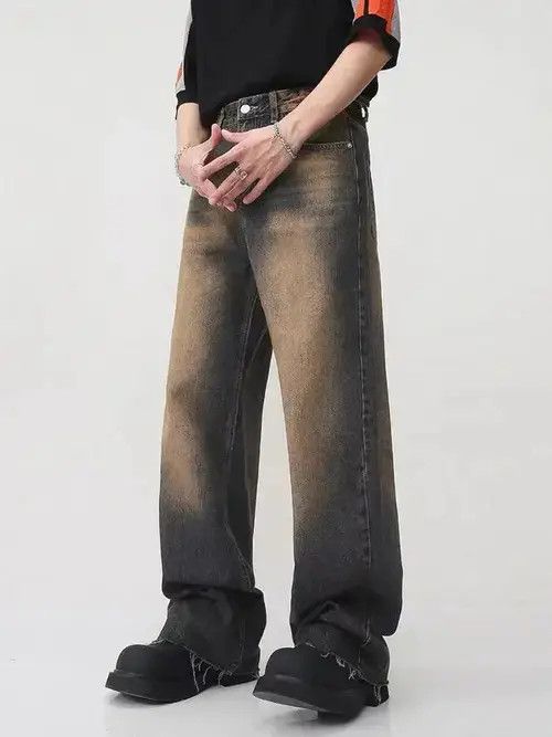 Japanese Brand × Jean Vintage Distressed Straight High Street Wide-Leg Jeans Size US 32 / EU 48 - 1 Thumbnail